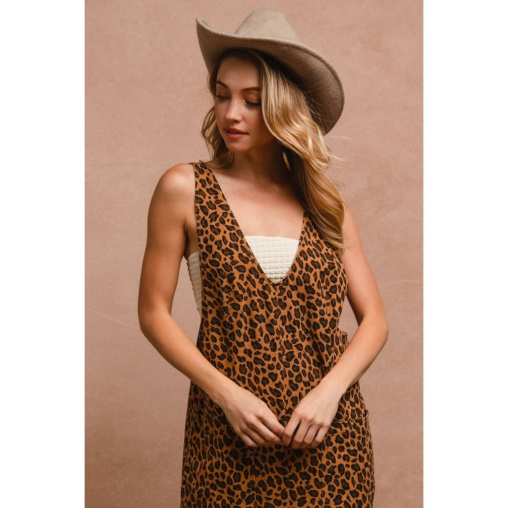 LEOPARD DENIM MINI DRESS