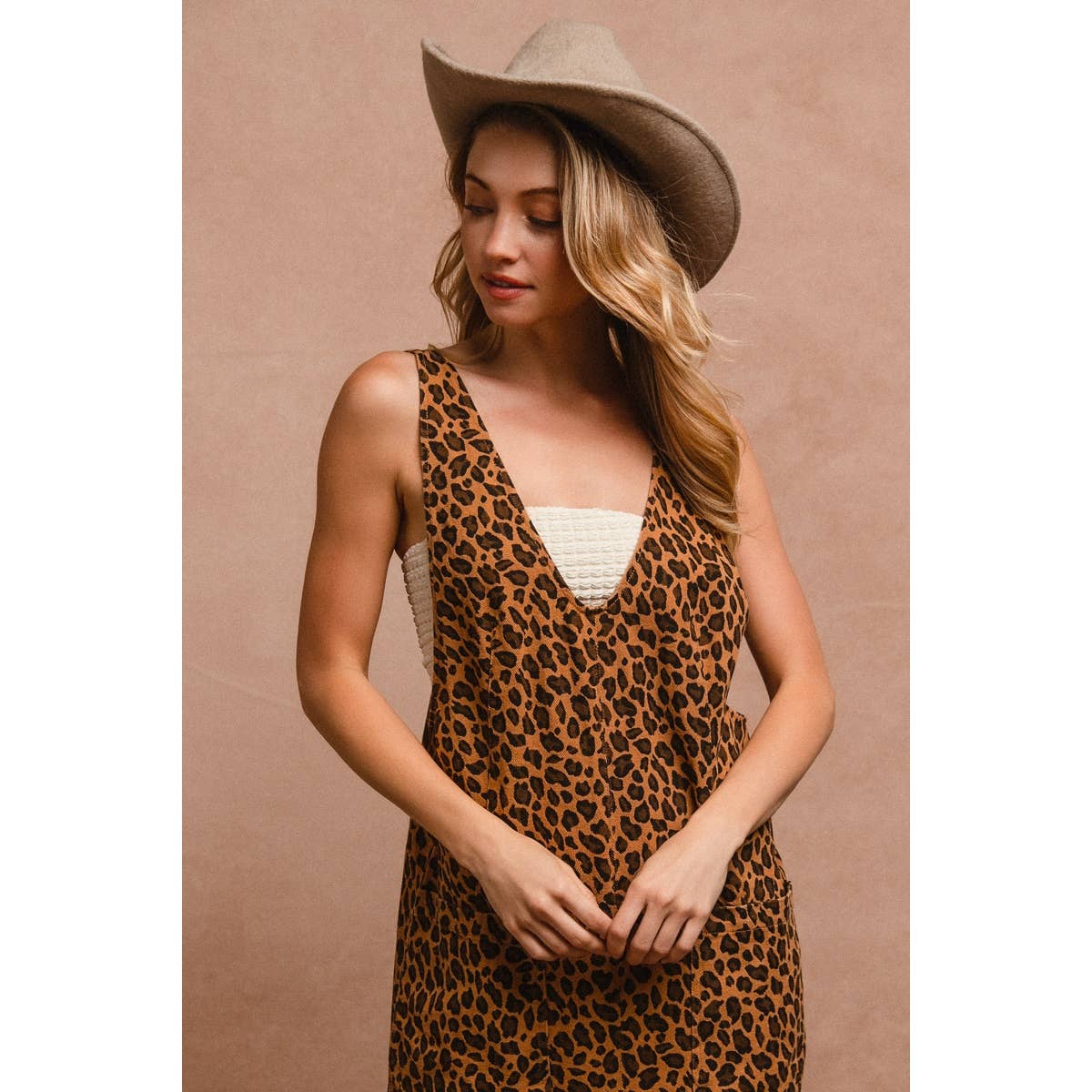 LEOPARD DENIM MINI DRESS