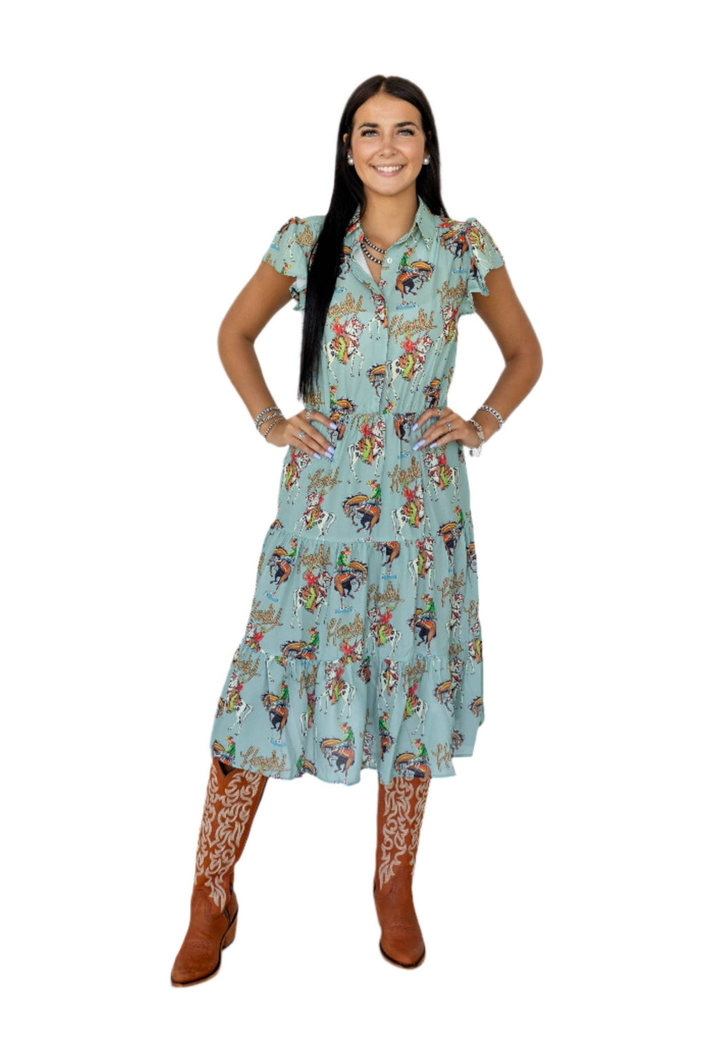 TH83 FLUTTER SLEEVE DRESS HOWDY  (7 Piece)