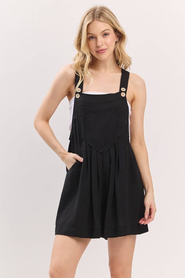 Scallop Pocket Strap Romper