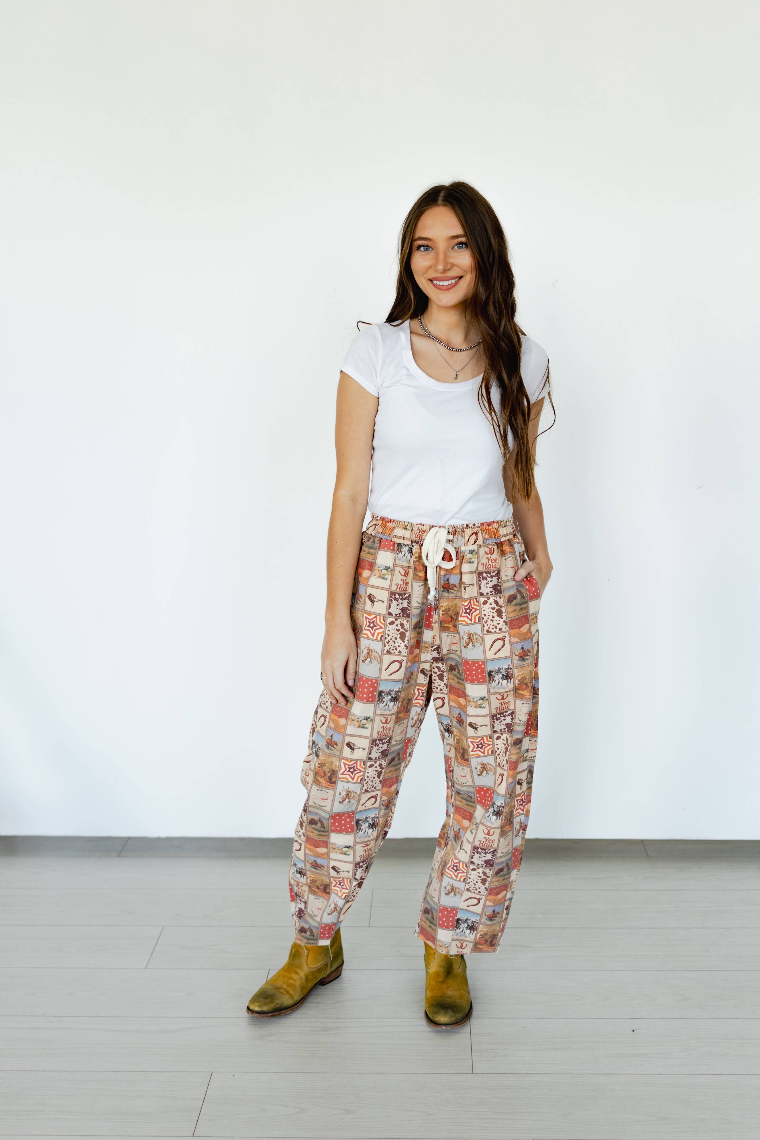 TH2107 BROWN WESTERN SQUARE BARREL PANT (7 Piece)