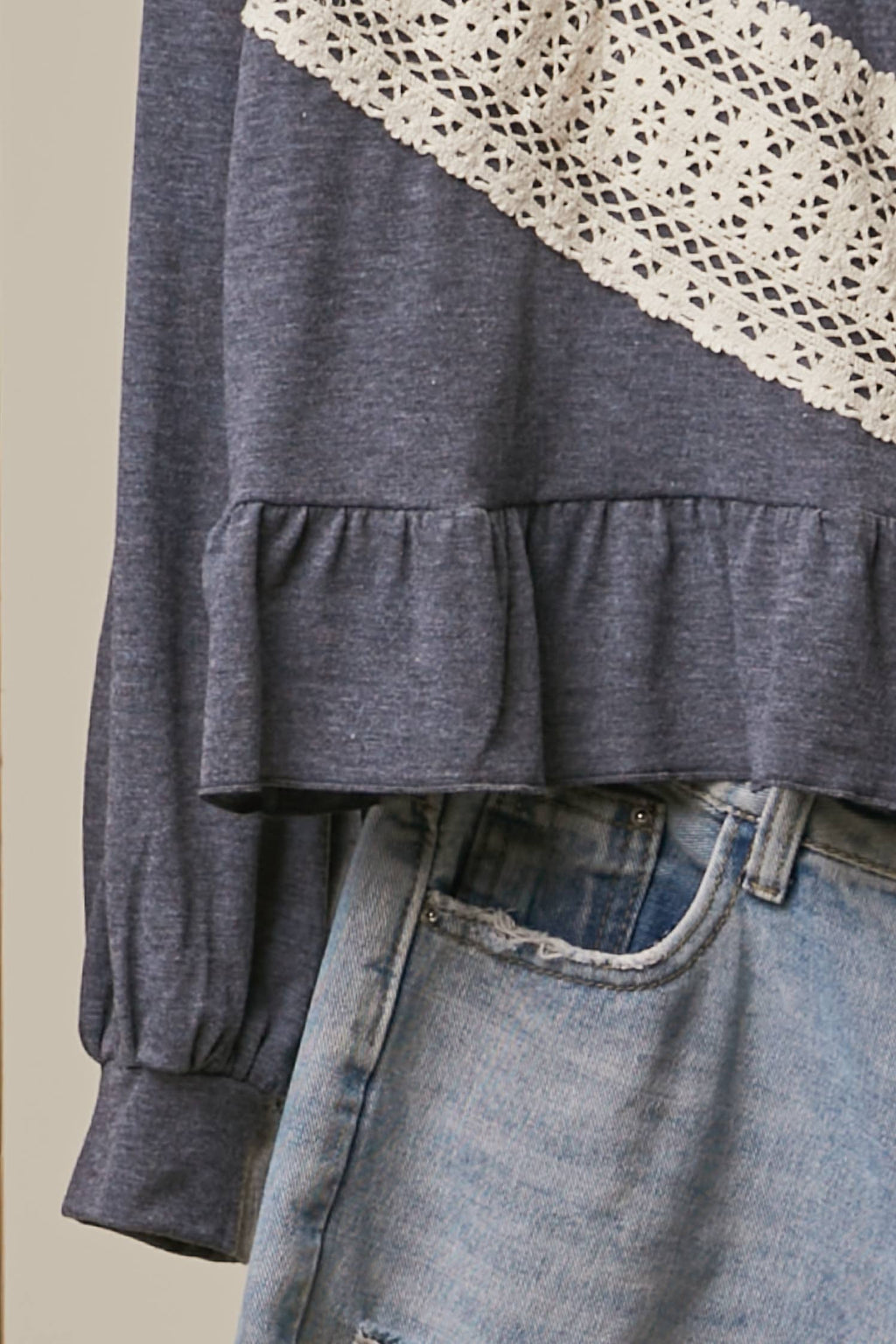 Lace Trim Button-Front cardigan