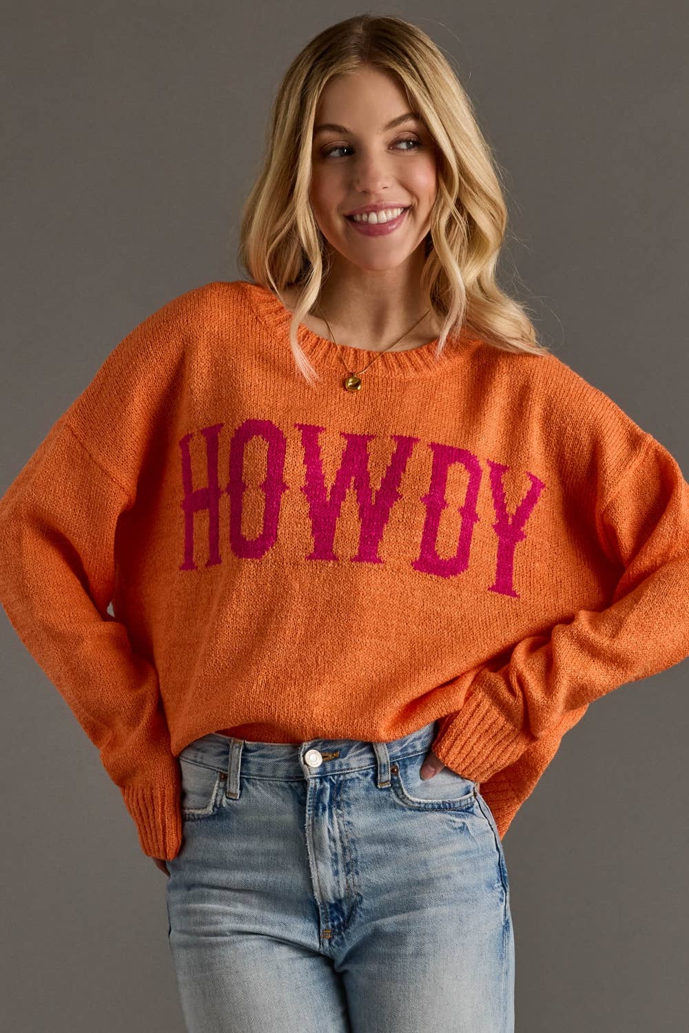 Orange Howdy Lightweight Sweater
