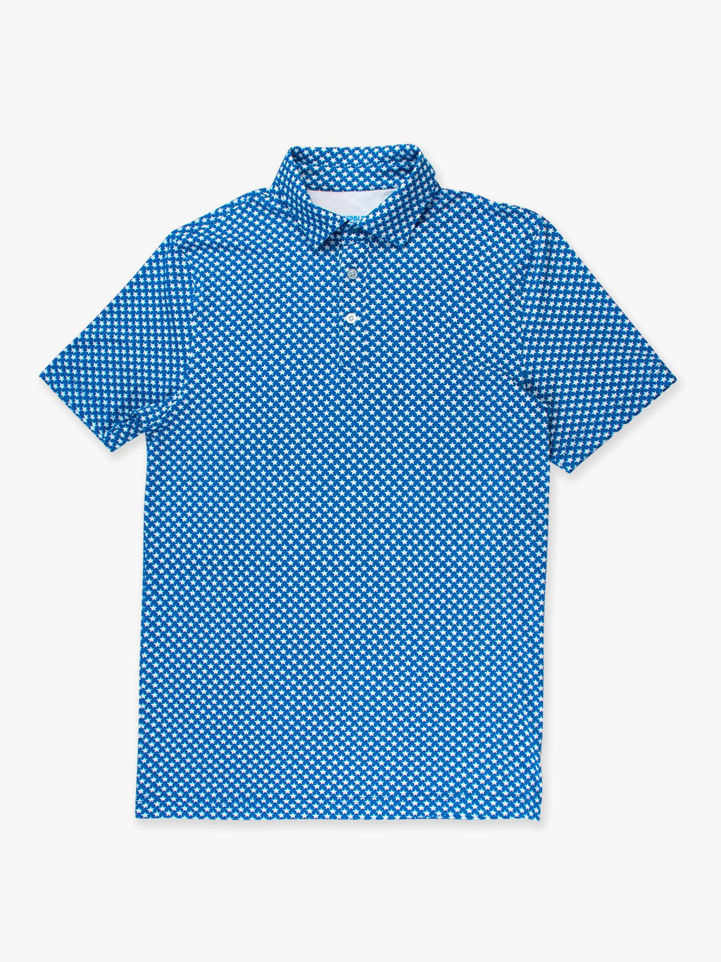 Men's Tiny Blue Stars Knit Short Sleeve Performance Polo