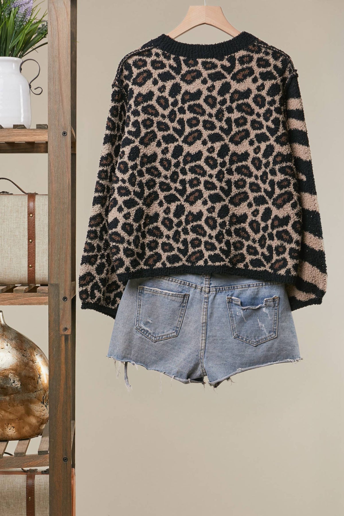 Mixed Animal Print Knit Sweater