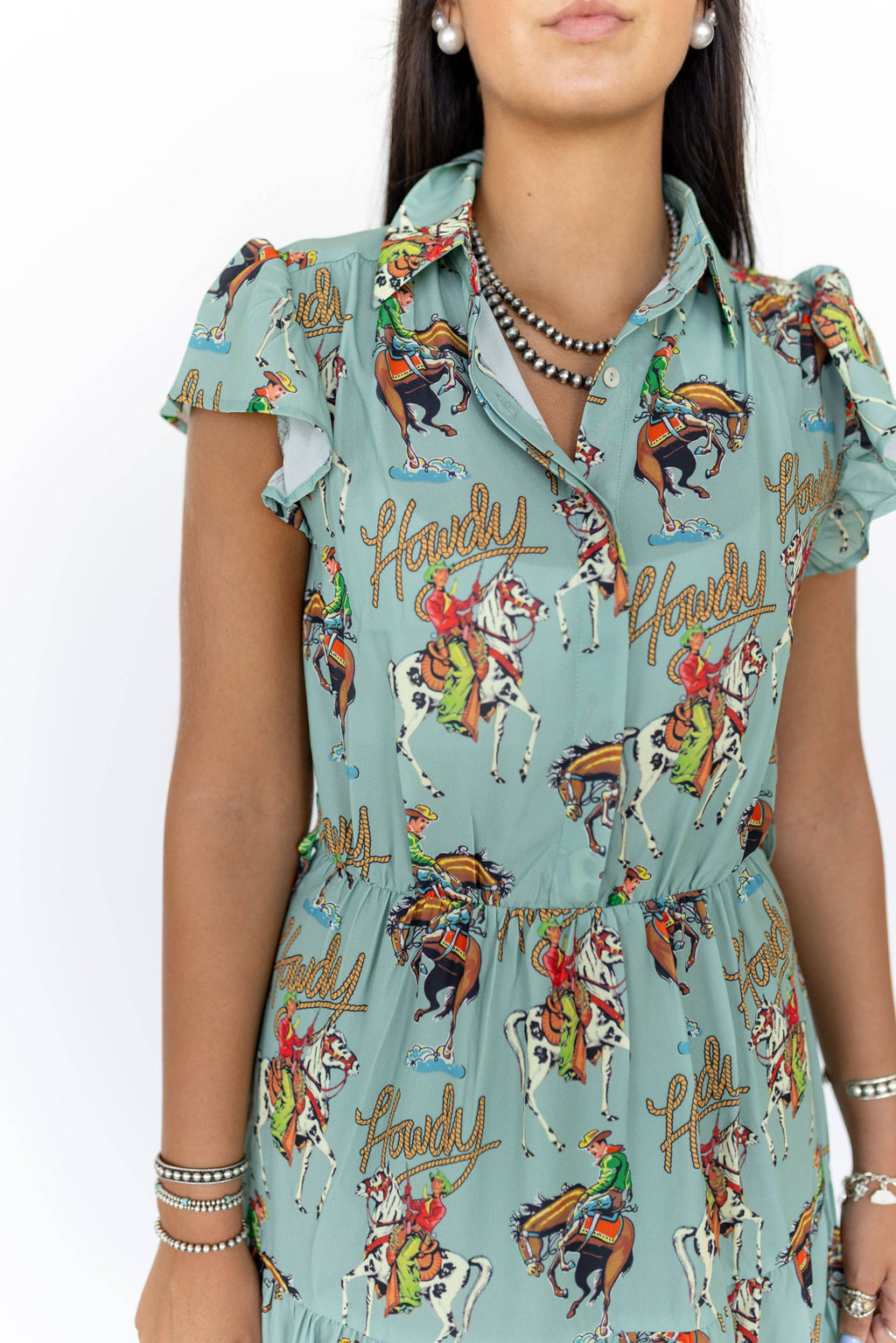 TH83 FLUTTER SLEEVE DRESS HOWDY  (7 Piece)