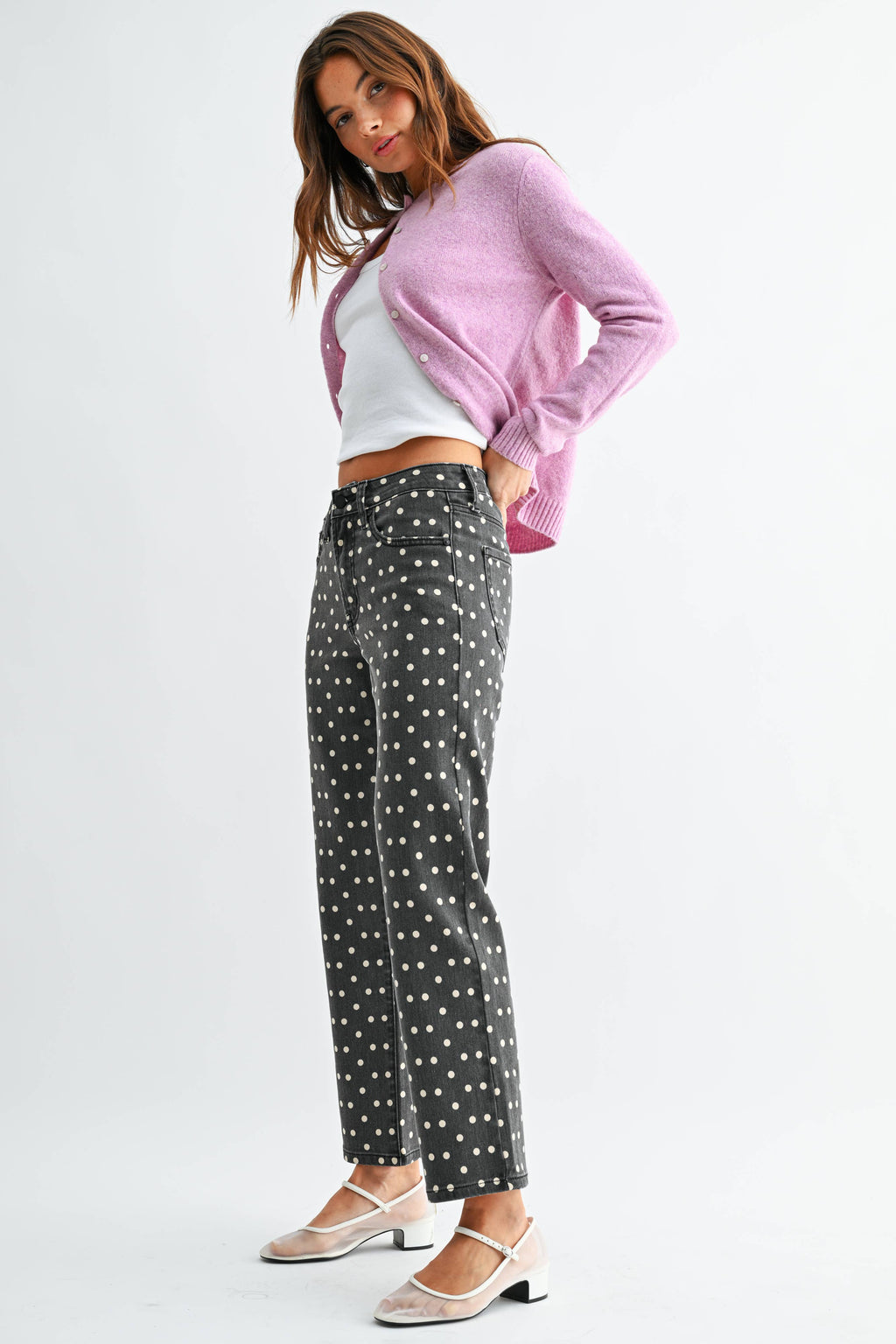 Timeless High Rise Straight Jean - POLKA DOT - DP676-A