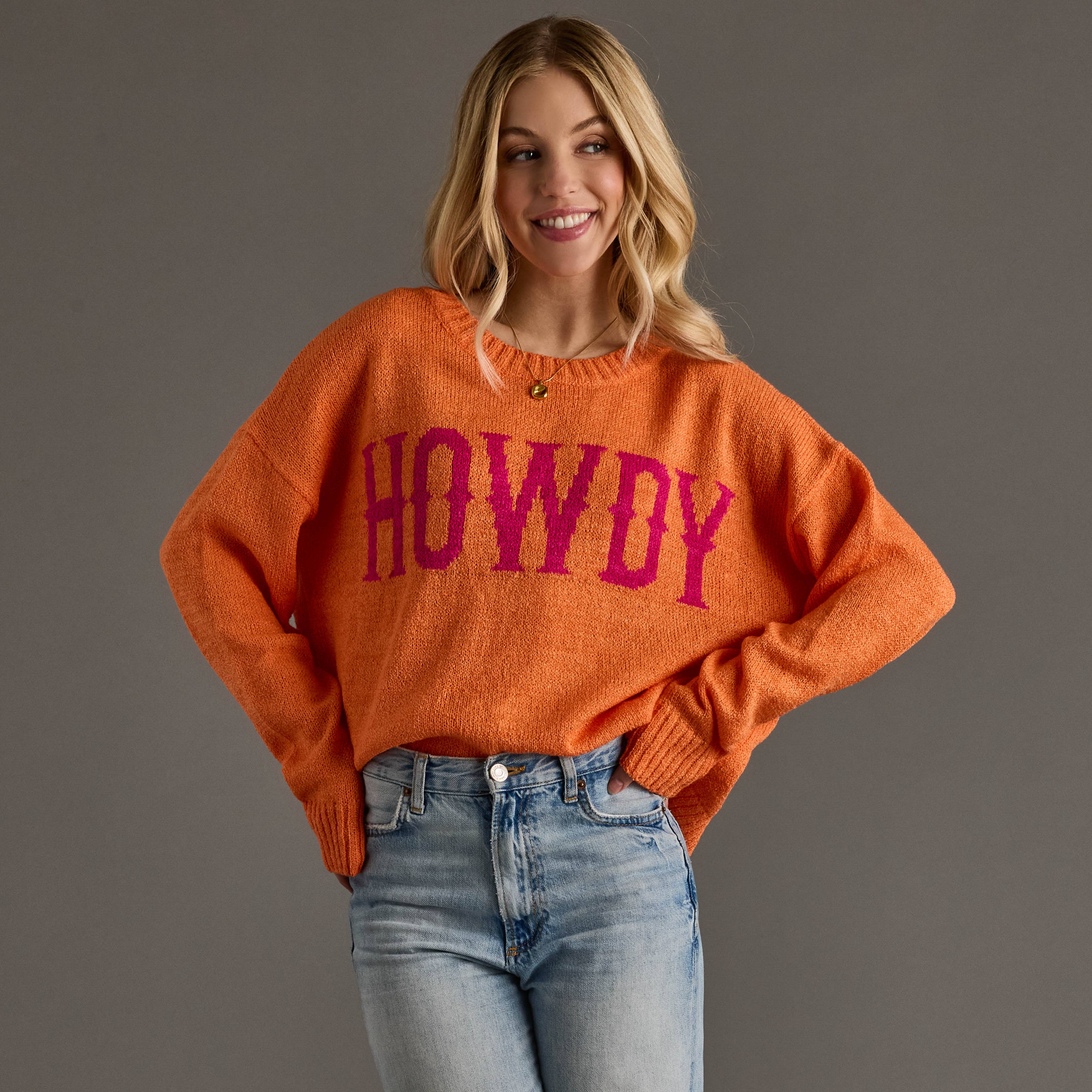 Orange Howdy Lightweight Sweater