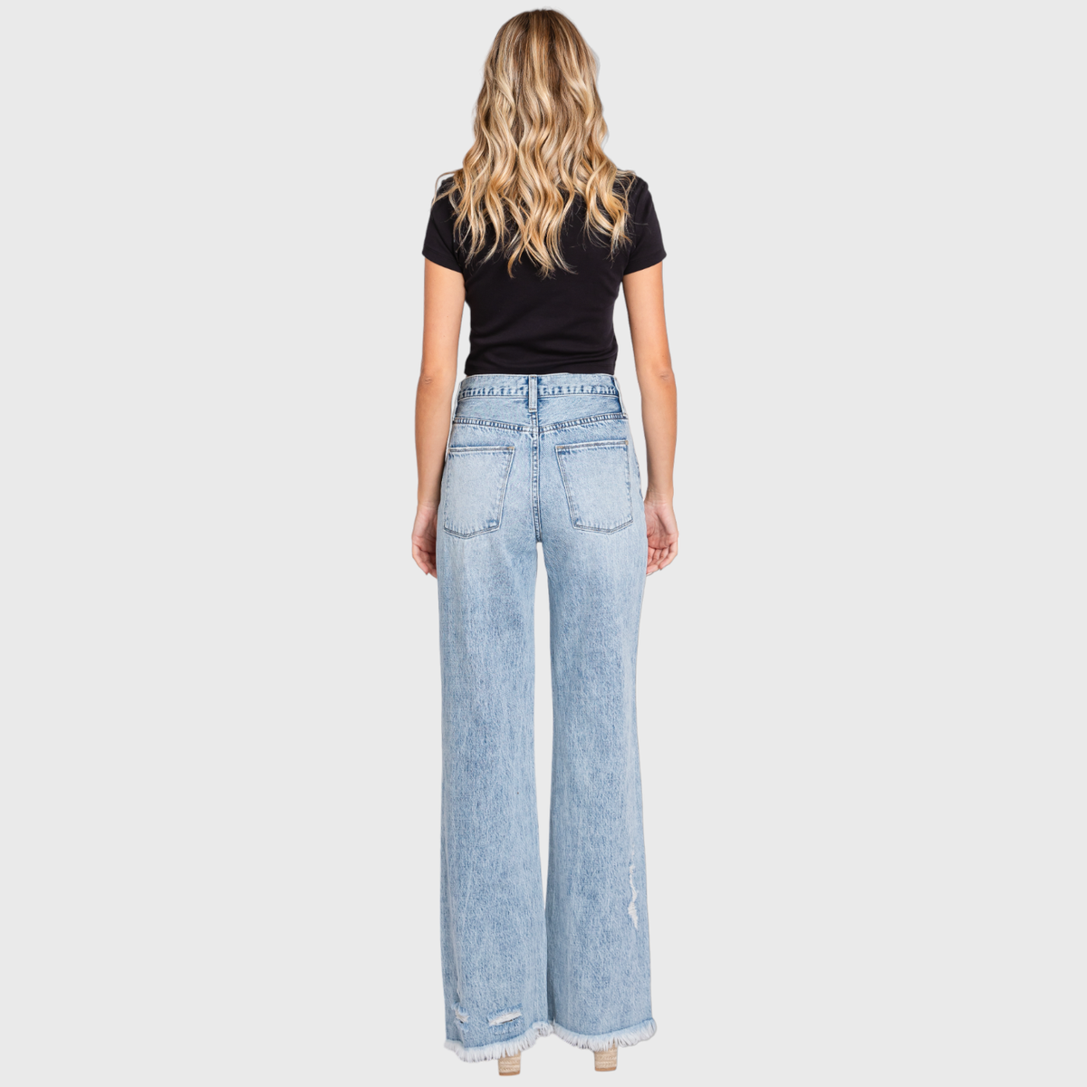 DESTROYED HIGH RISE RIGID VINTAGE FLARE JEANS