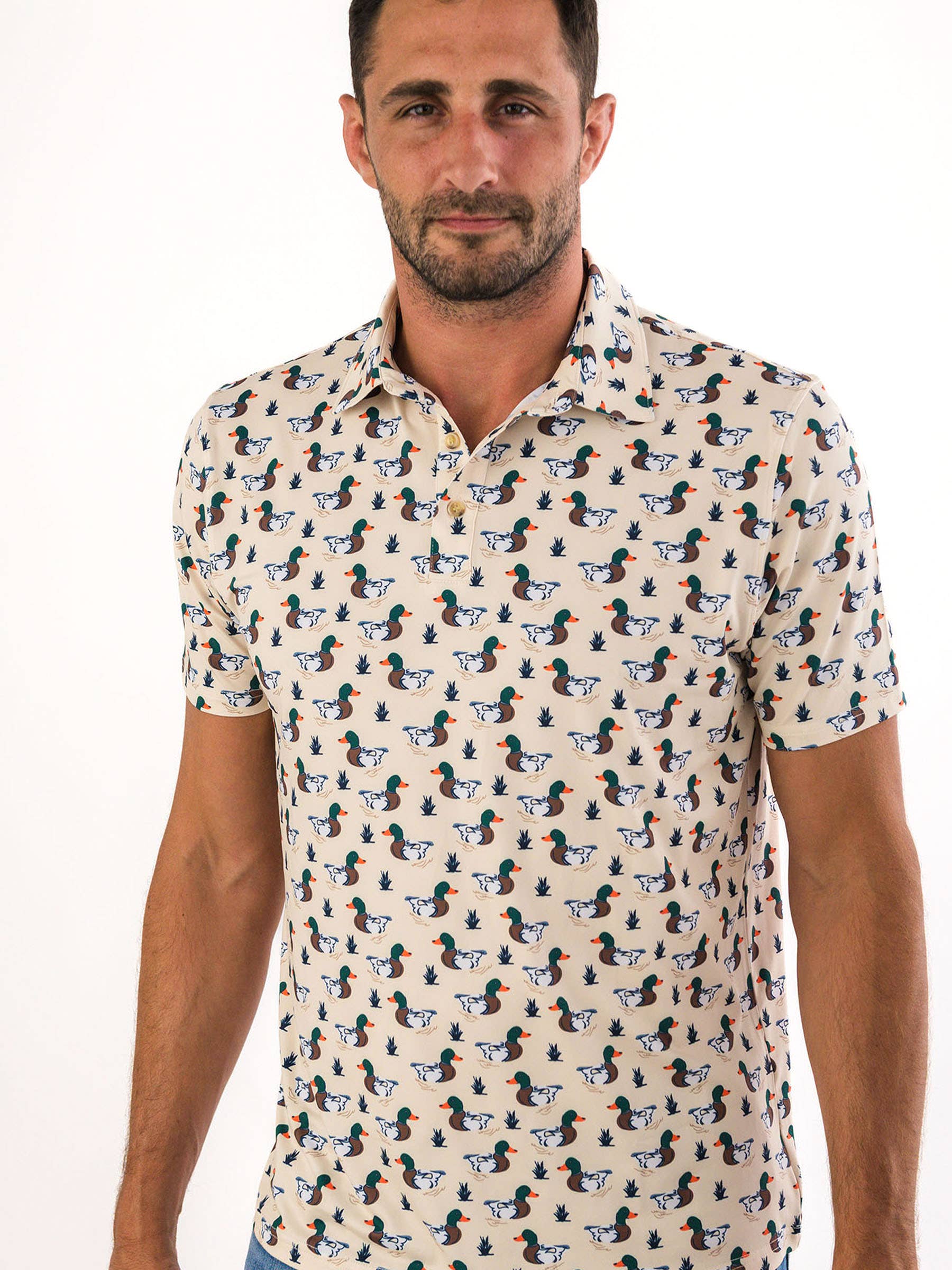 Men's Mallard Marsh Duck Knit Short Sleeve Performance Polo