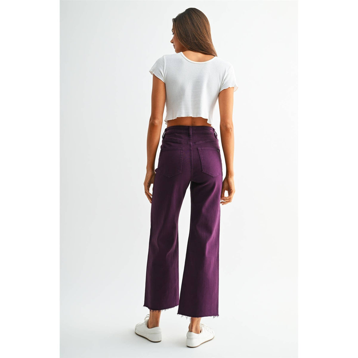 HIGH RISE WIDE LEG CROP RAW HEM