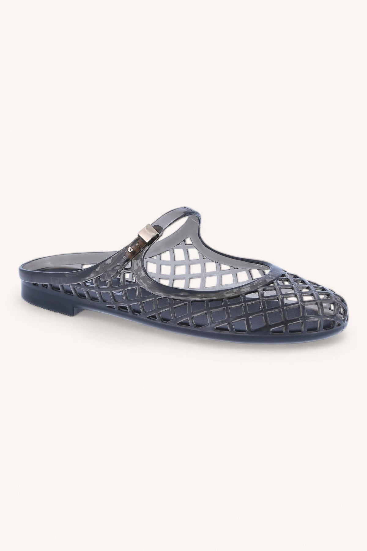 JELLYBEE-1 Transparent PVC Jelly Mesh Mule Shoes with Color