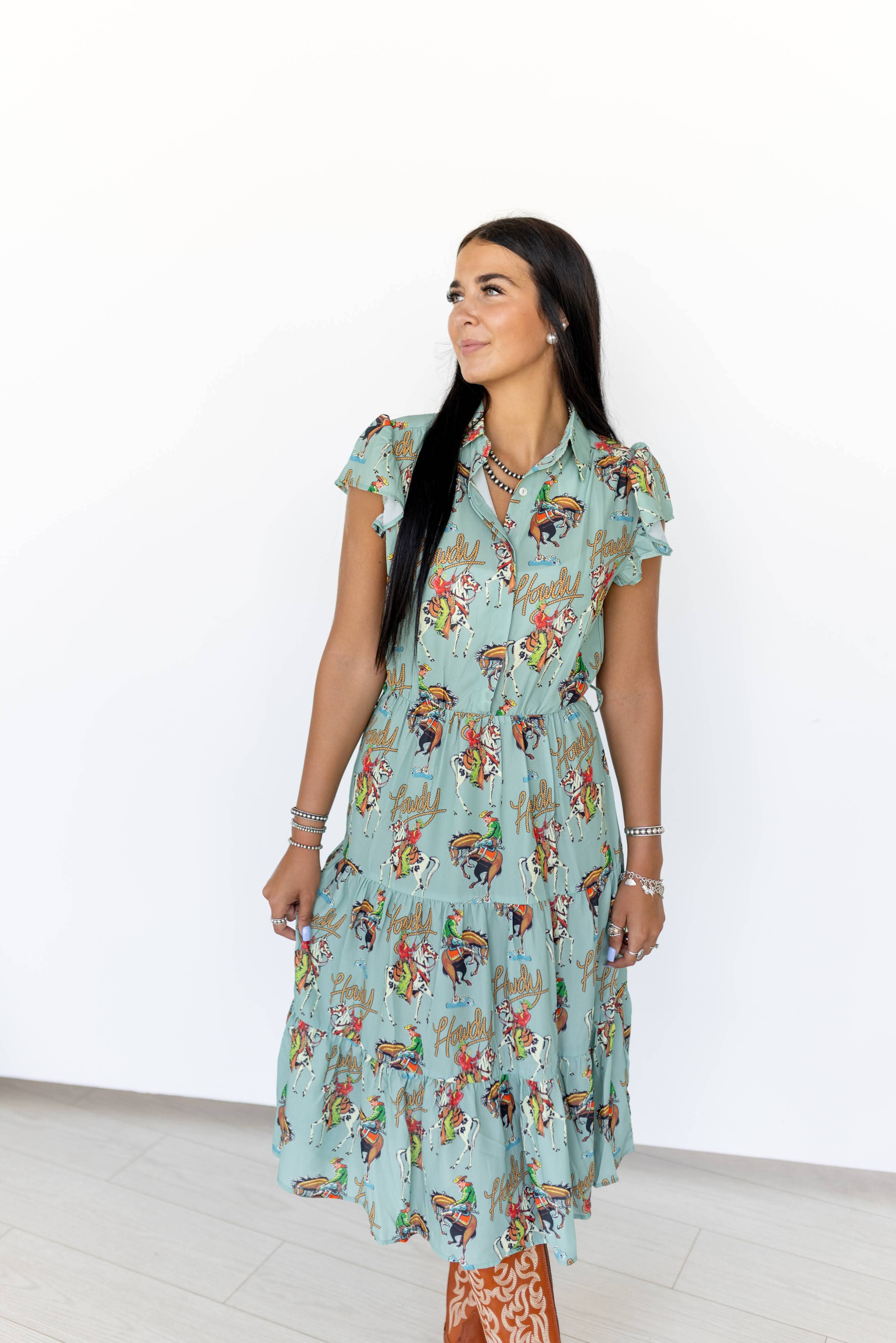 TH83 FLUTTER SLEEVE DRESS HOWDY  (7 Piece)