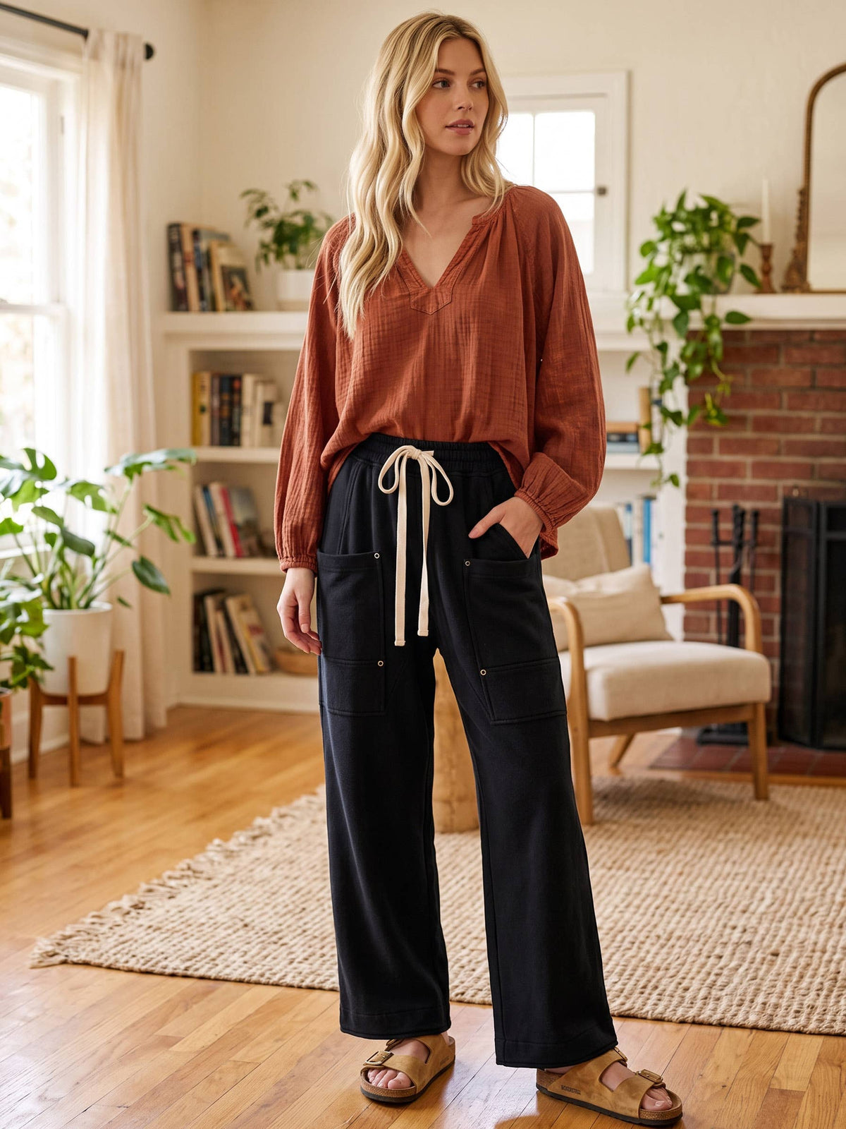 French Terry Wide-Leg Sweatpants