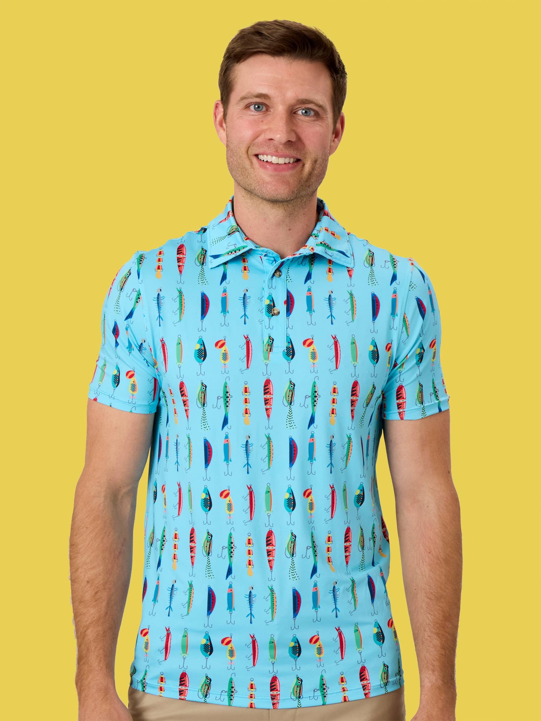 Men's Gone Fishin Knit Short Sleeve Performance Polo