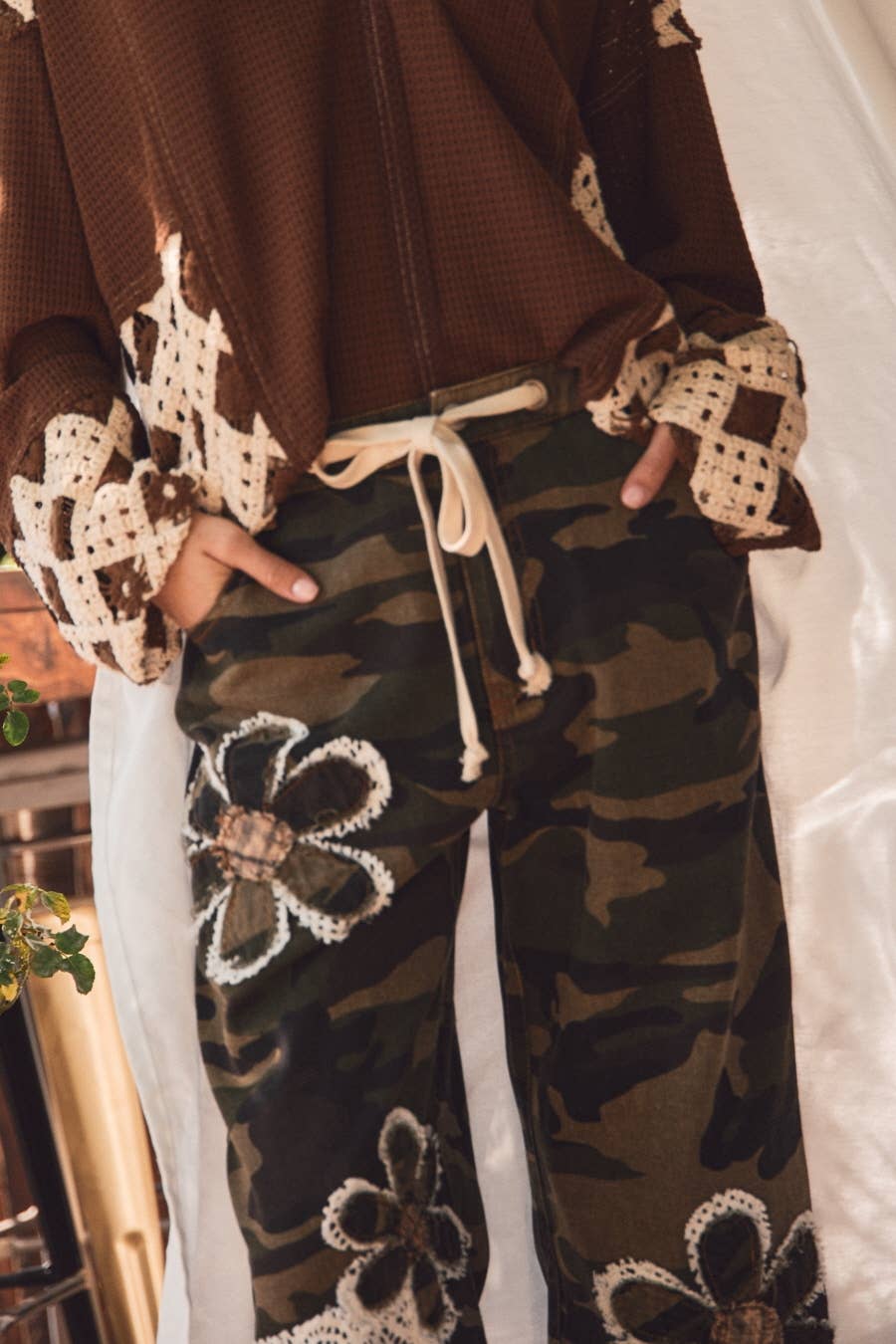 Camouflage Print Drawstring Pants