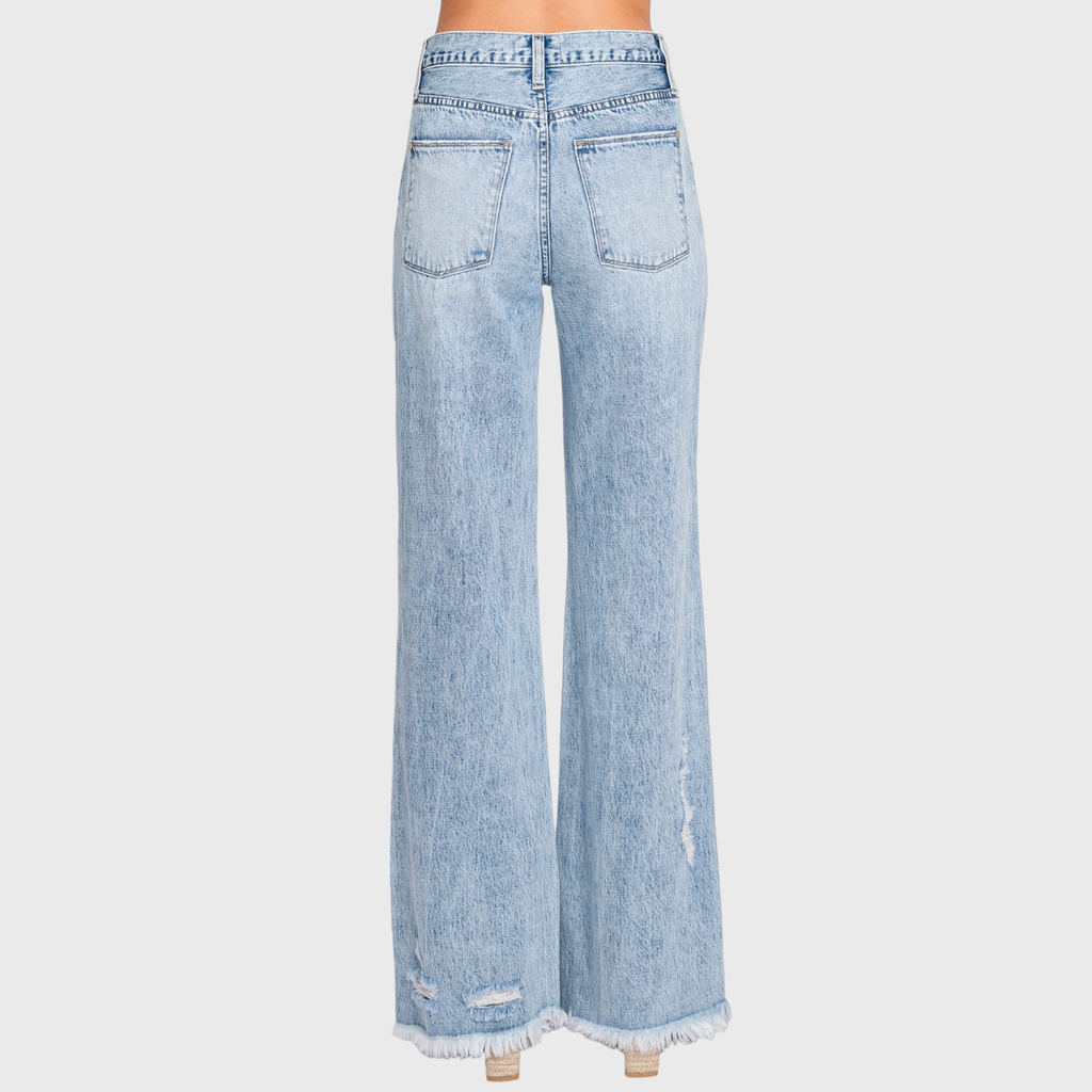 DESTROYED HIGH RISE RIGID VINTAGE FLARE JEANS