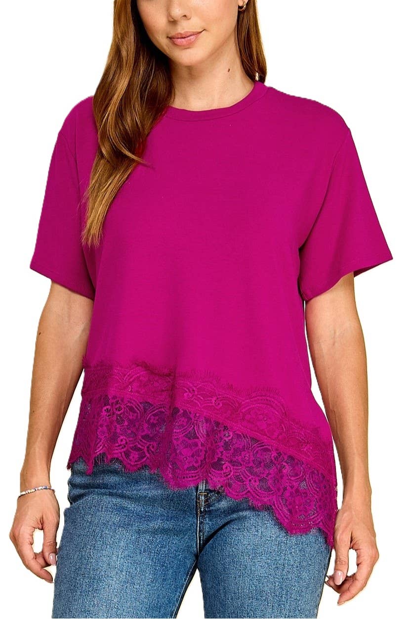Asymmetrical Lace Trim Top