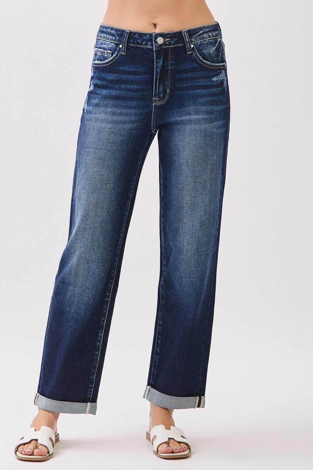 DK HIGH RISE COMFORT BAGGY STRAIGHT W/ CUFFED HEM