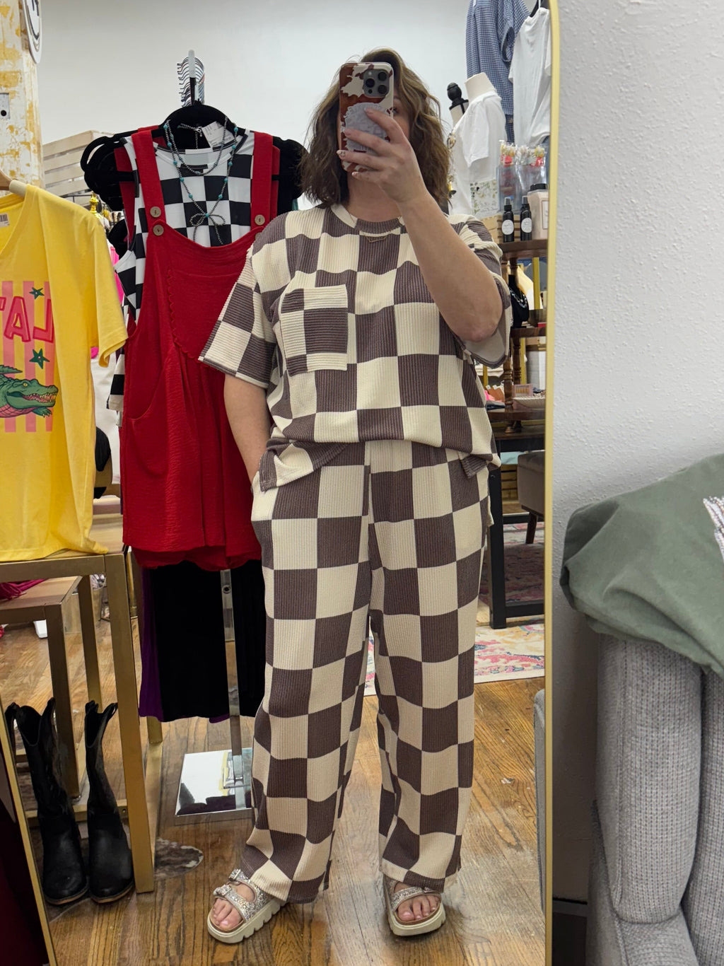 BIG CHECKER RIBBED SET
