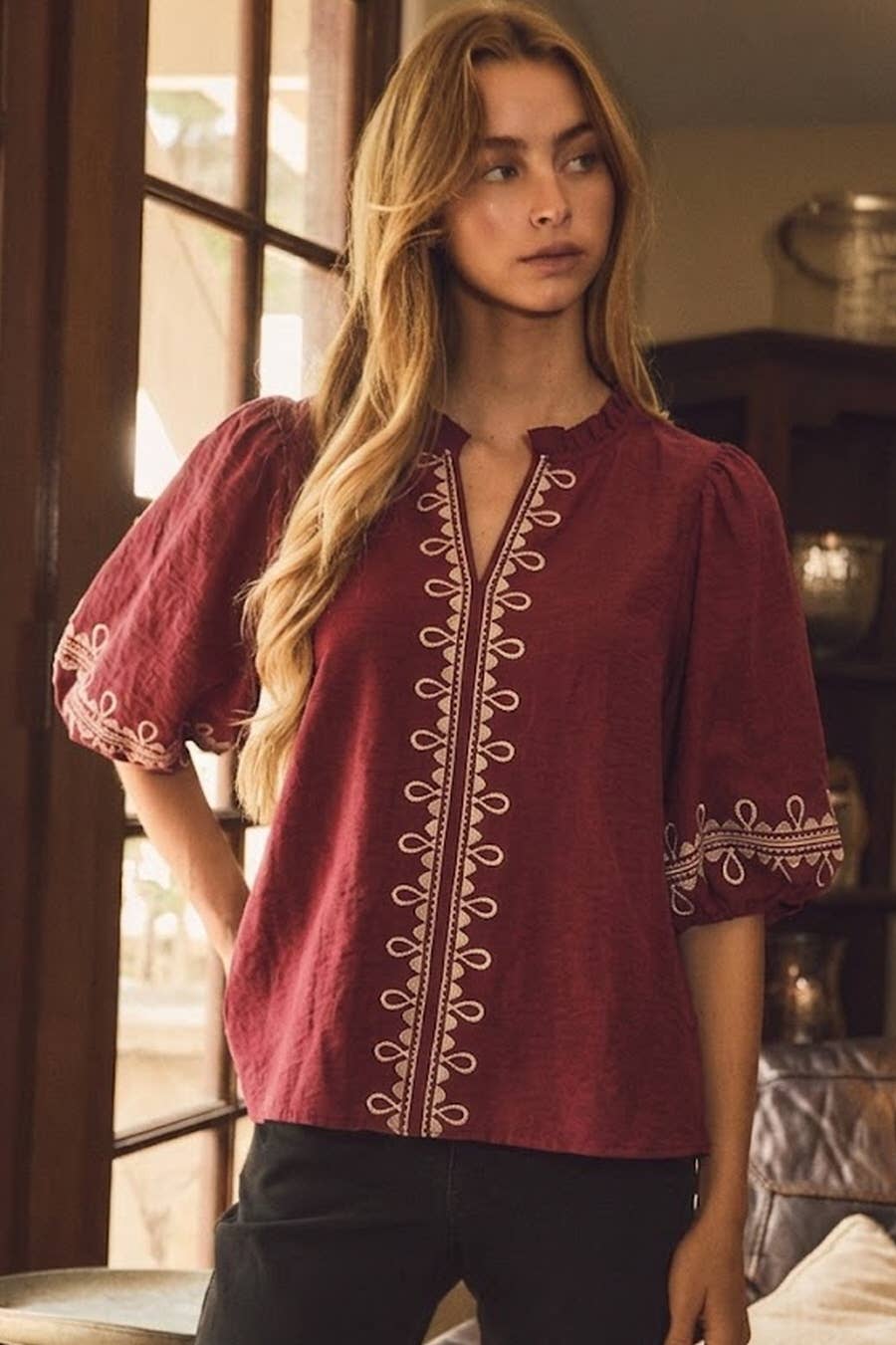 V-neck Peplum Top