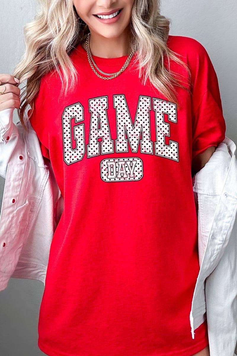 Game Day Polka Dot Graphic Heavy Cotton Tee