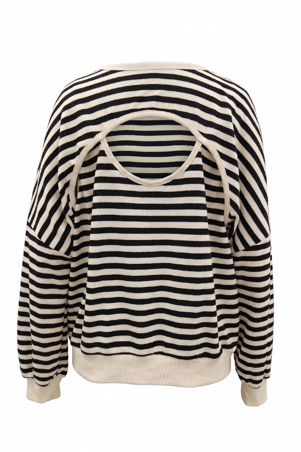 Open-Back Fine Striped Sweatshirt