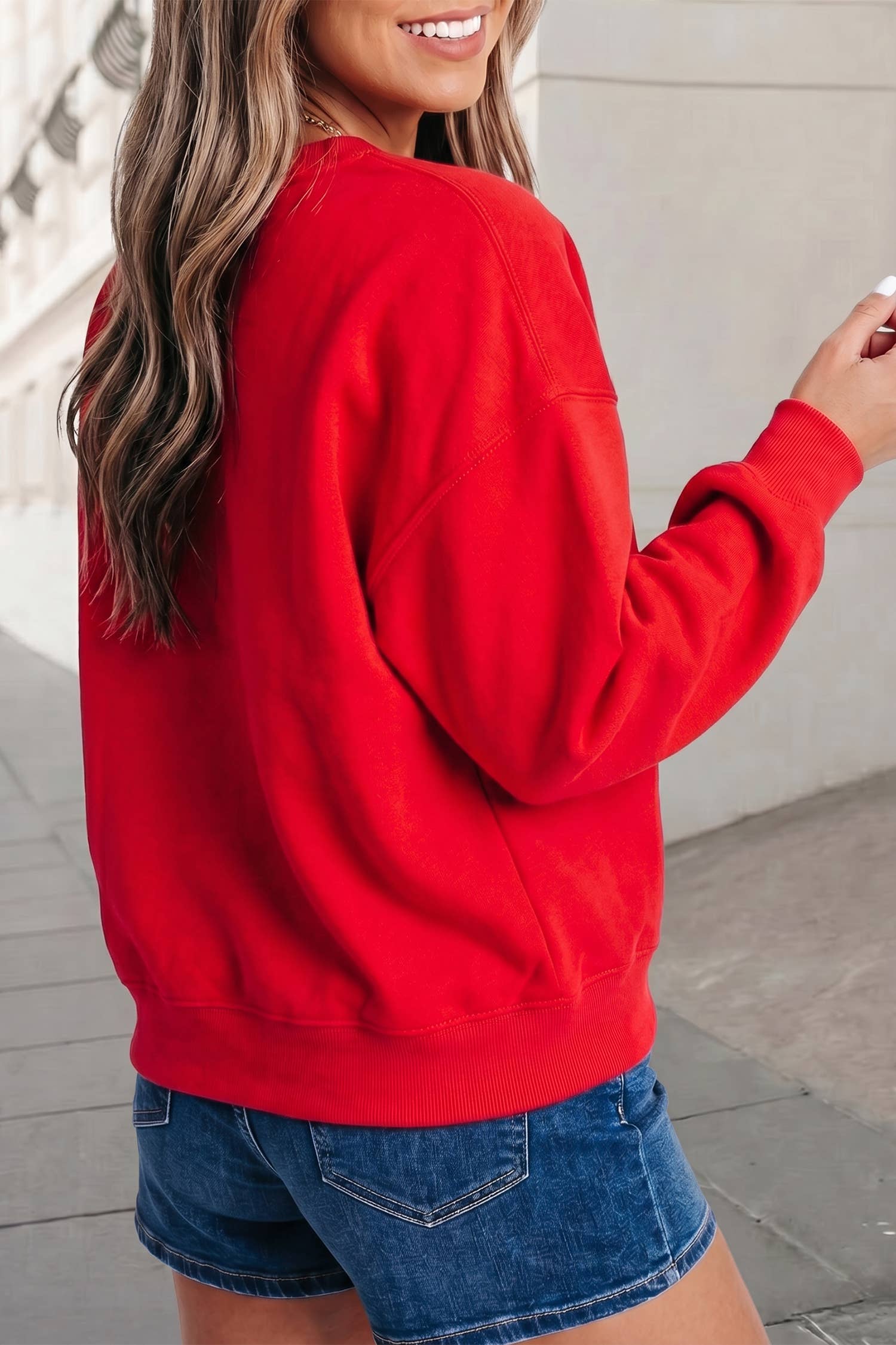 Game Day Long Sleeve Round Neck Shift Pullover | S-XL