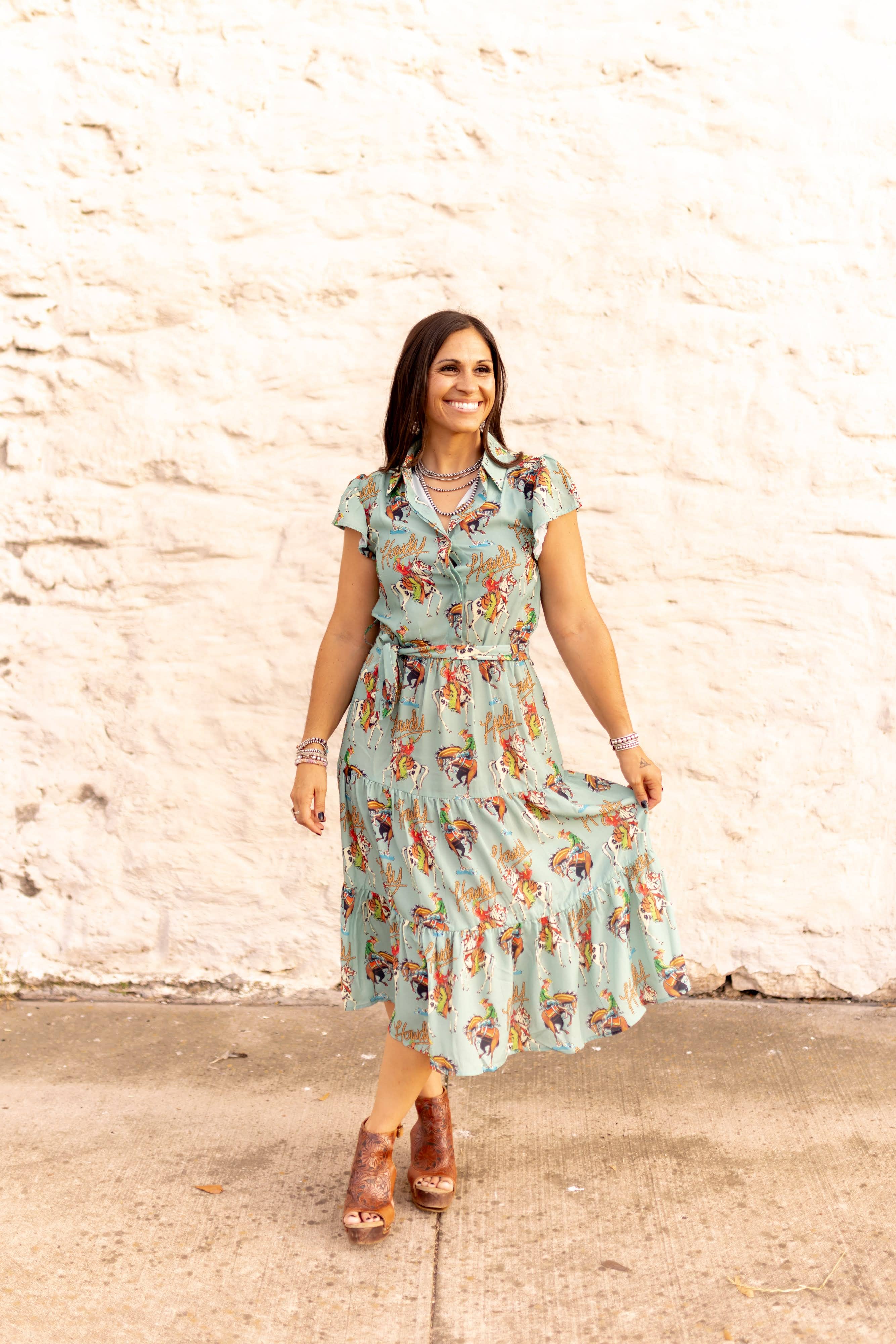 TH83 FLUTTER SLEEVE DRESS HOWDY  (7 Piece)
