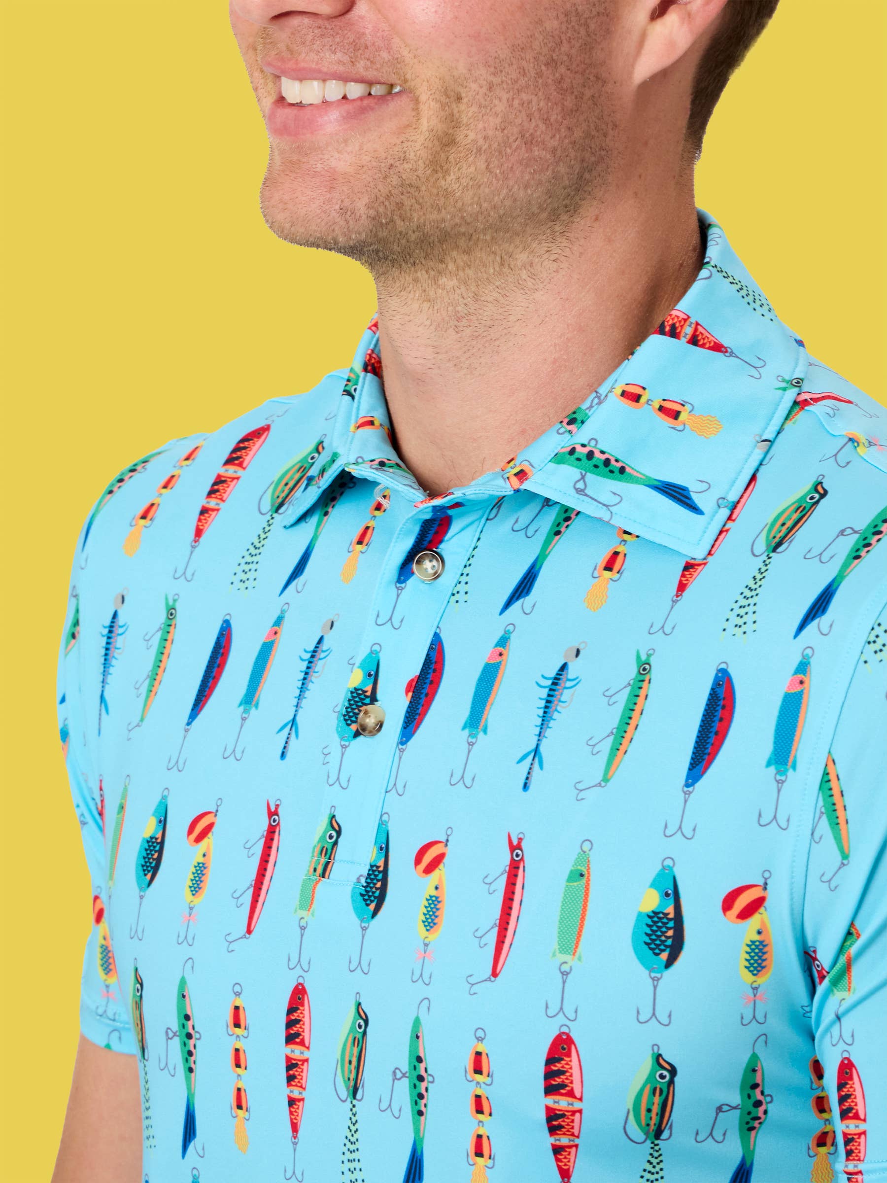 Men's Gone Fishin Knit Short Sleeve Performance Polo