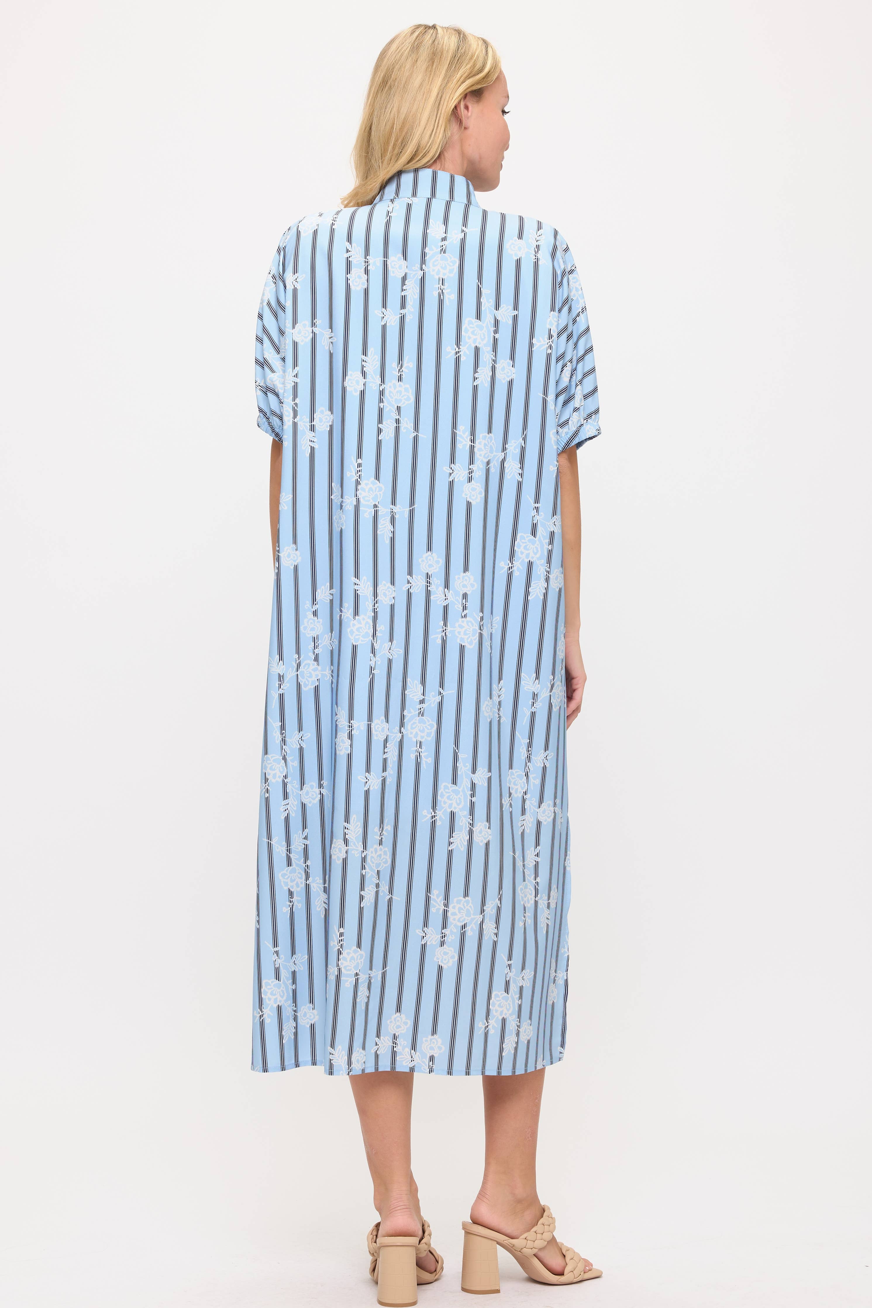 Striped and Floral Maxi Dress
