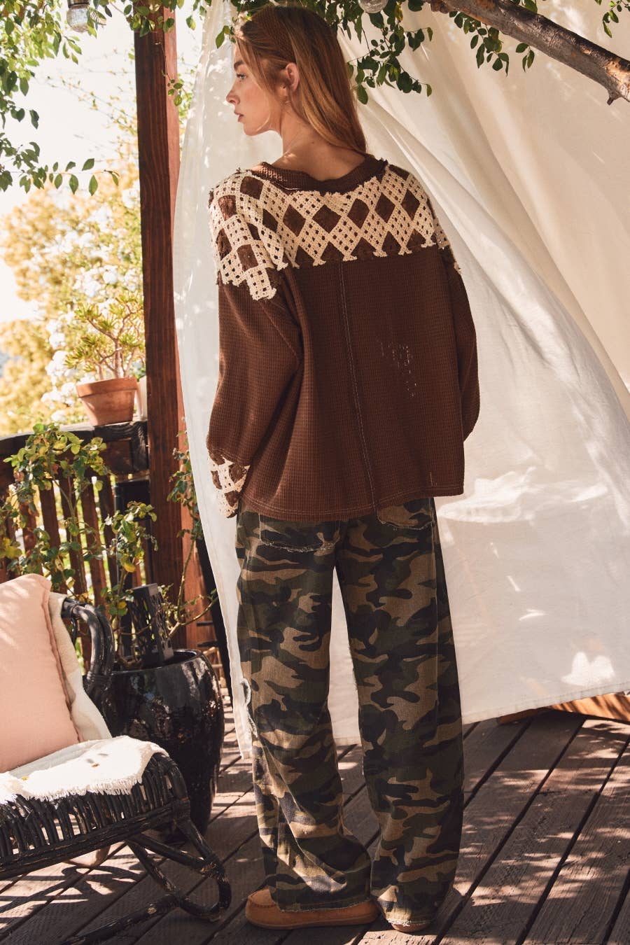 Camouflage Print Drawstring Pants