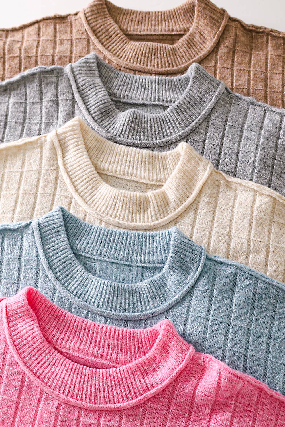 Cropped Length Ribbed Knit Sweater