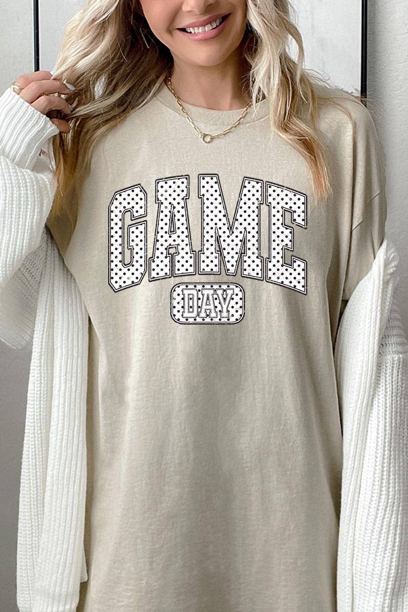 Game Day Polka Dot Graphic Heavy Cotton Tee