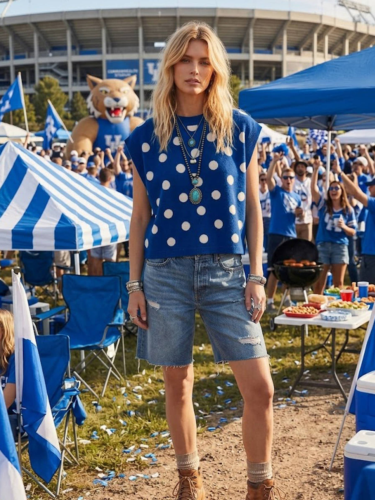 Gameday Polka Dot Sleeveless Knit Top