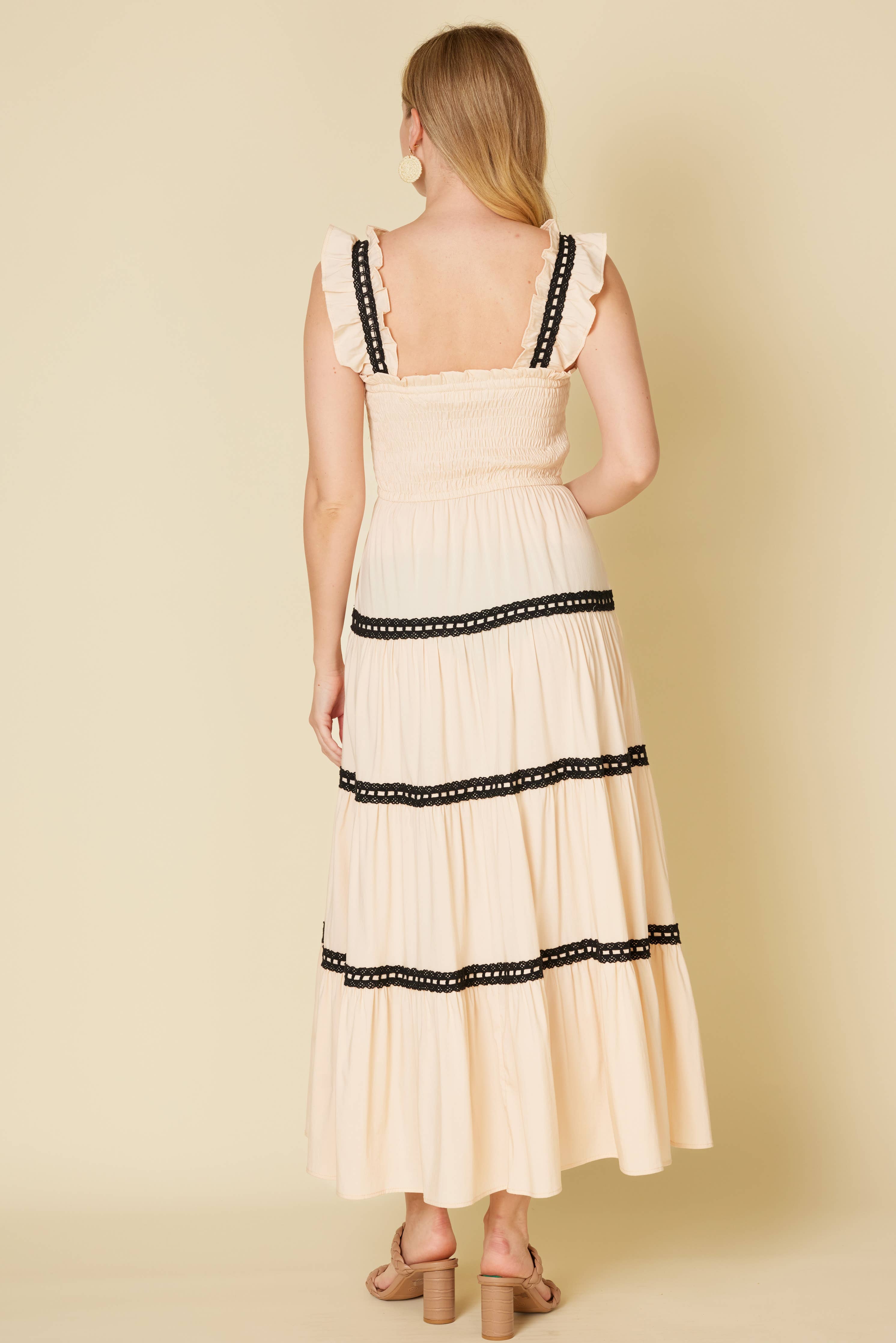 Crochet Lace Tape Midi Dress