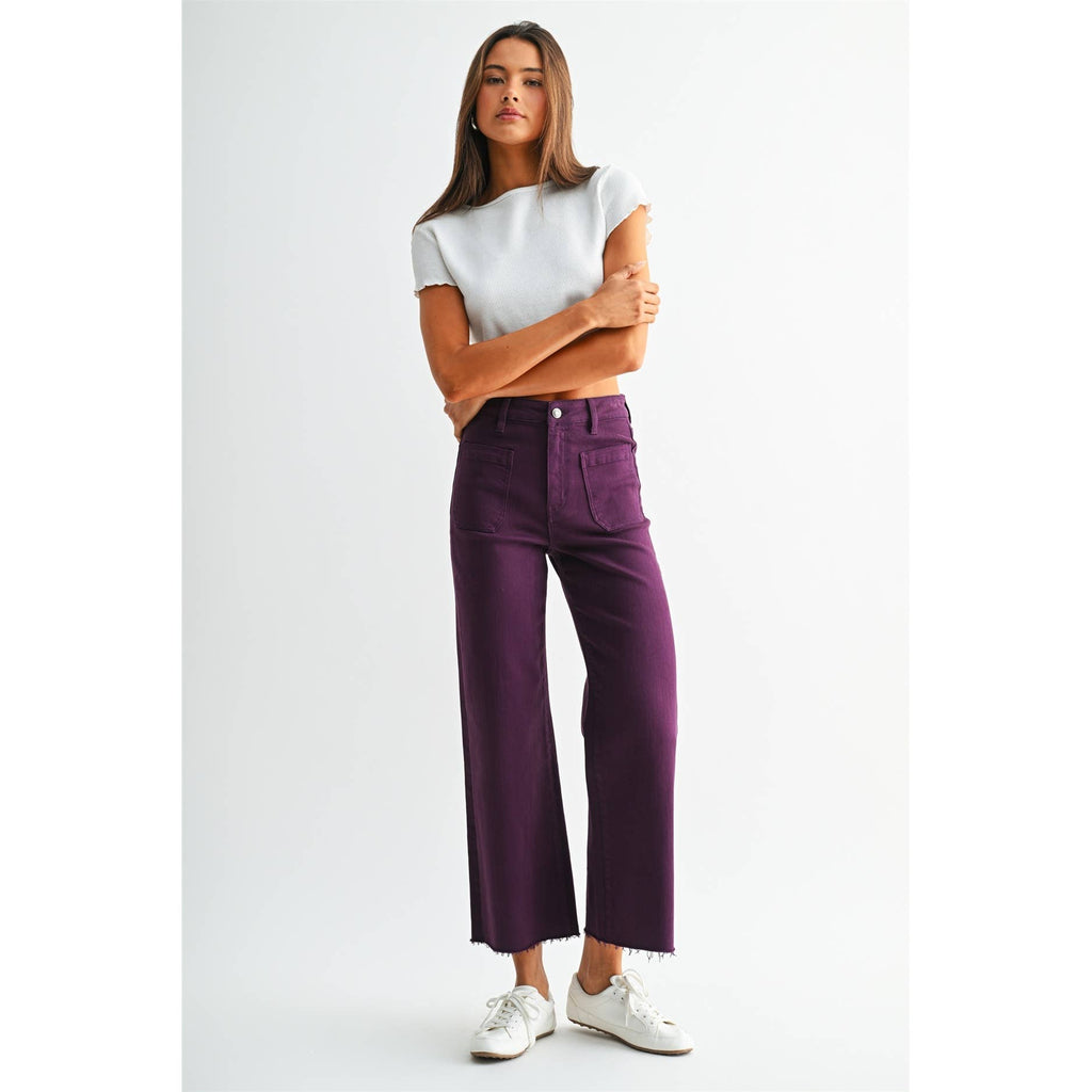 HIGH RISE WIDE LEG CROP RAW HEM
