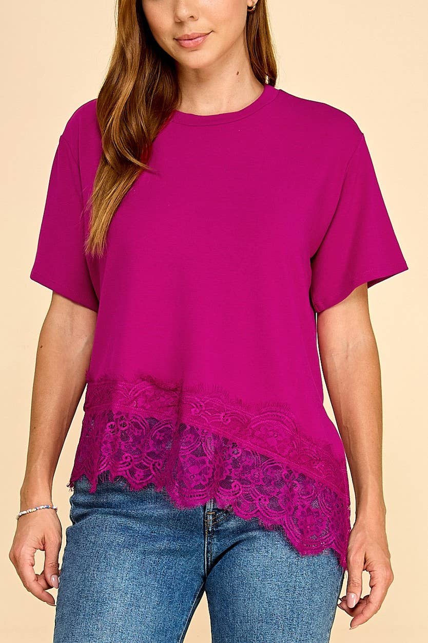 Asymmetrical Lace Trim Top
