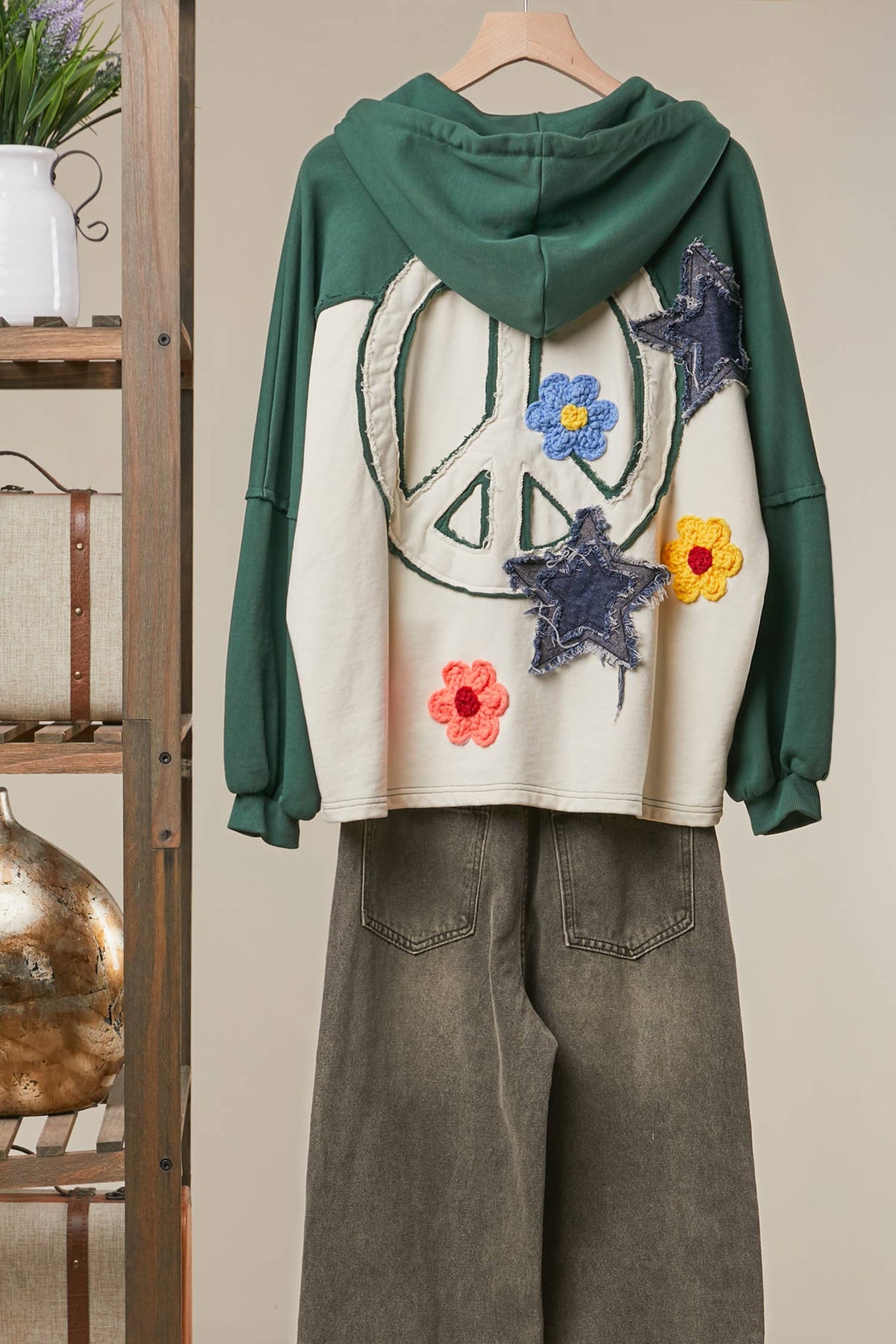 Retro Patchwork Colorblock Hoodie