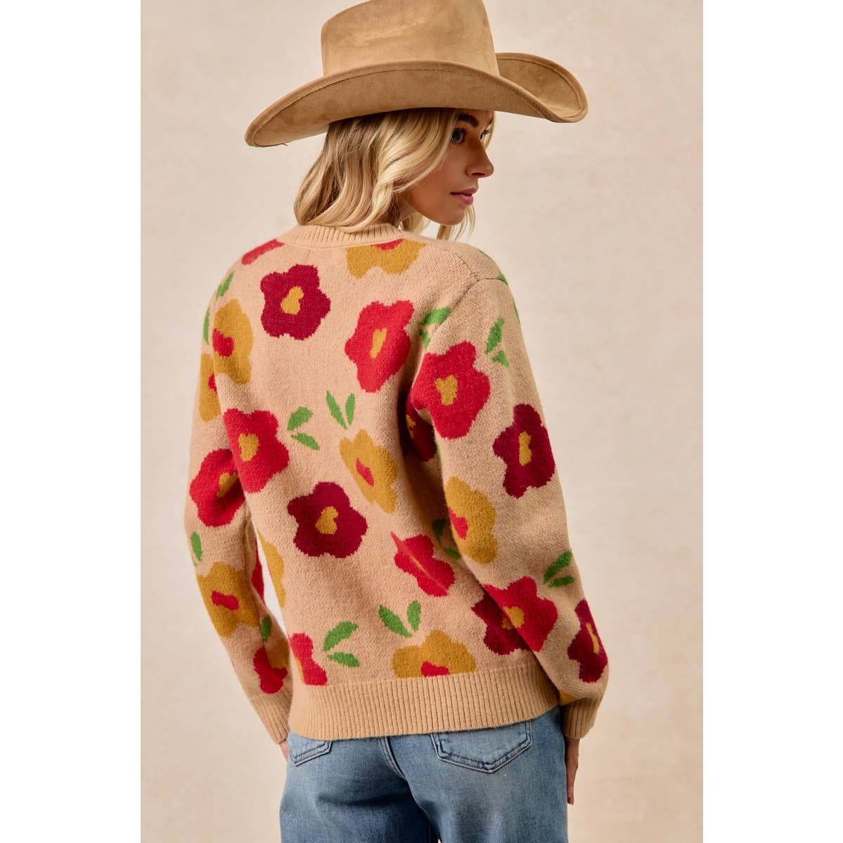 FLORAL PATTERN SWEATER TOP