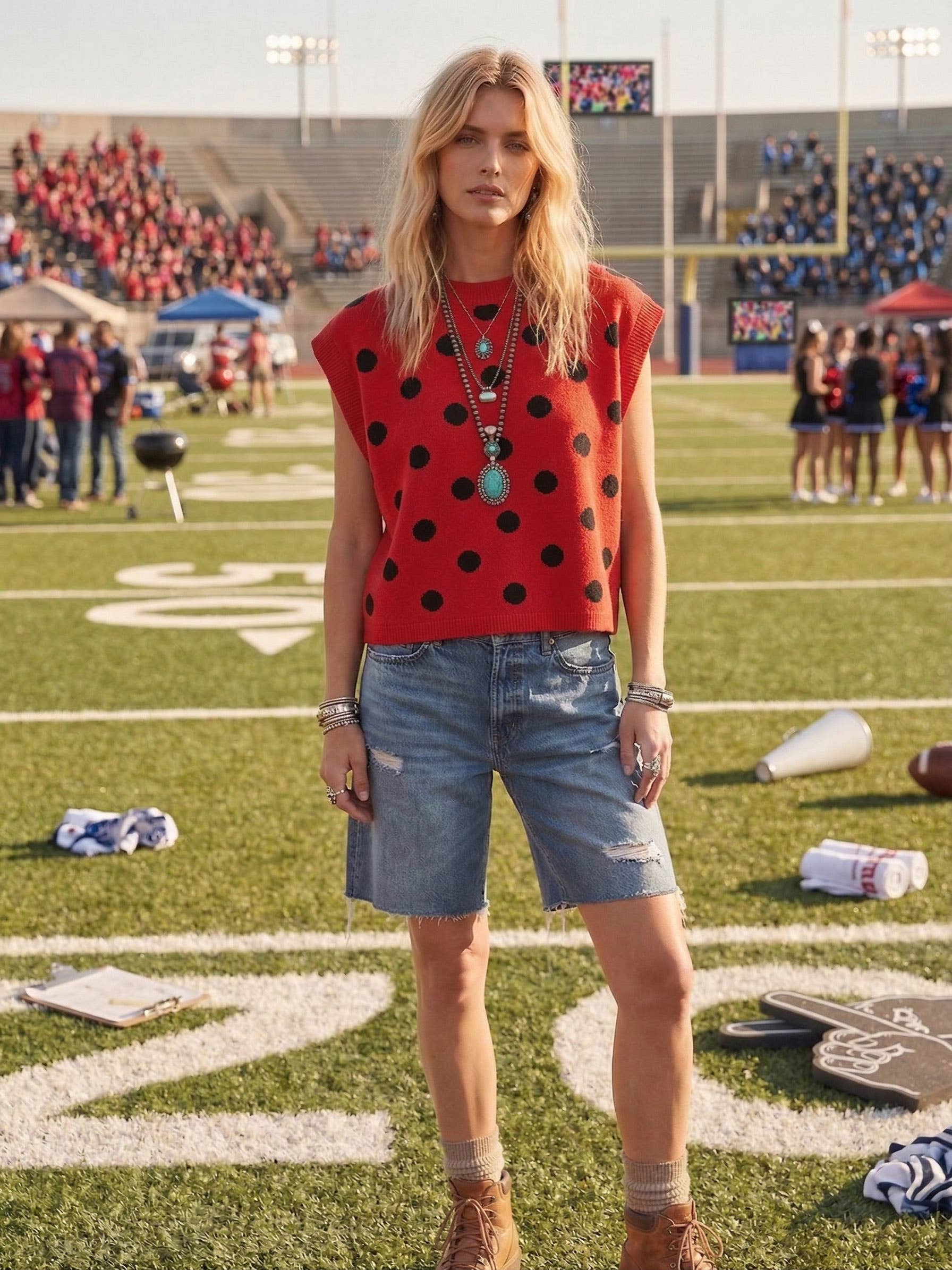 Gameday Polka Dot Sleeveless Knit Top