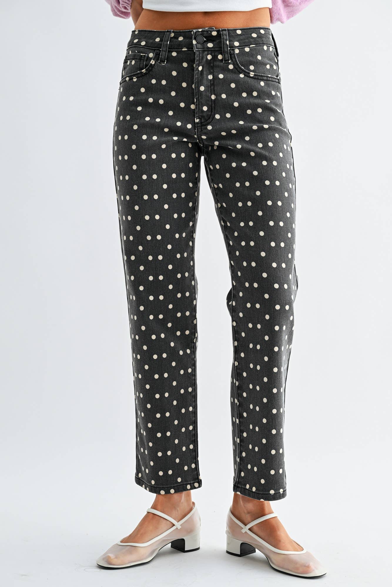 Timeless High Rise Straight Jean - POLKA DOT - DP676-A