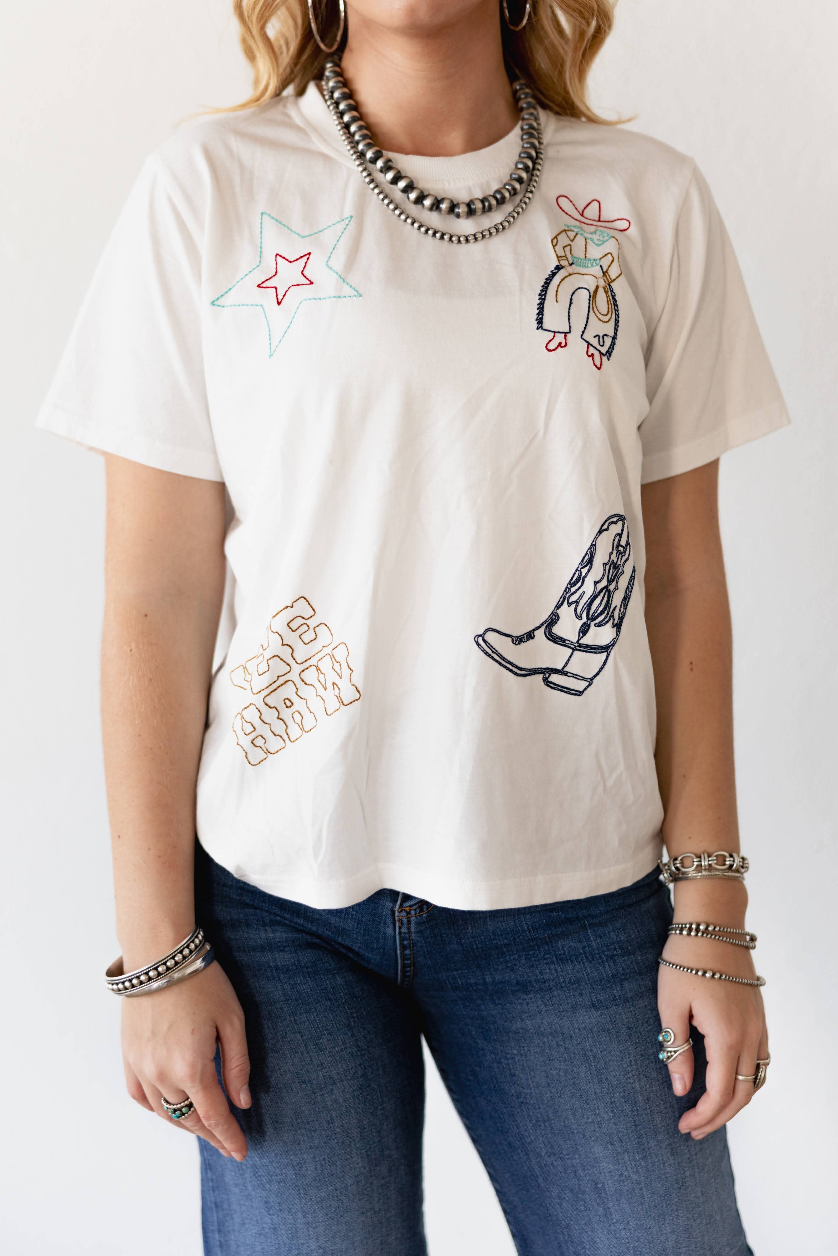 YEEHAW STAR EMBROIDERY TEE