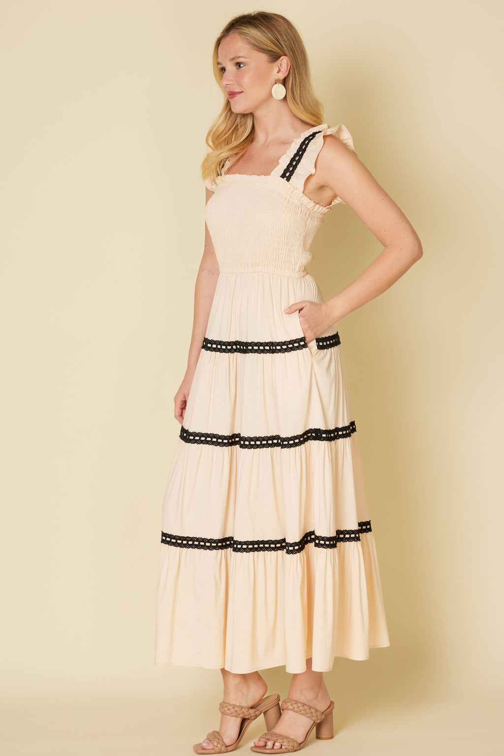 Crochet Lace Tape Midi Dress