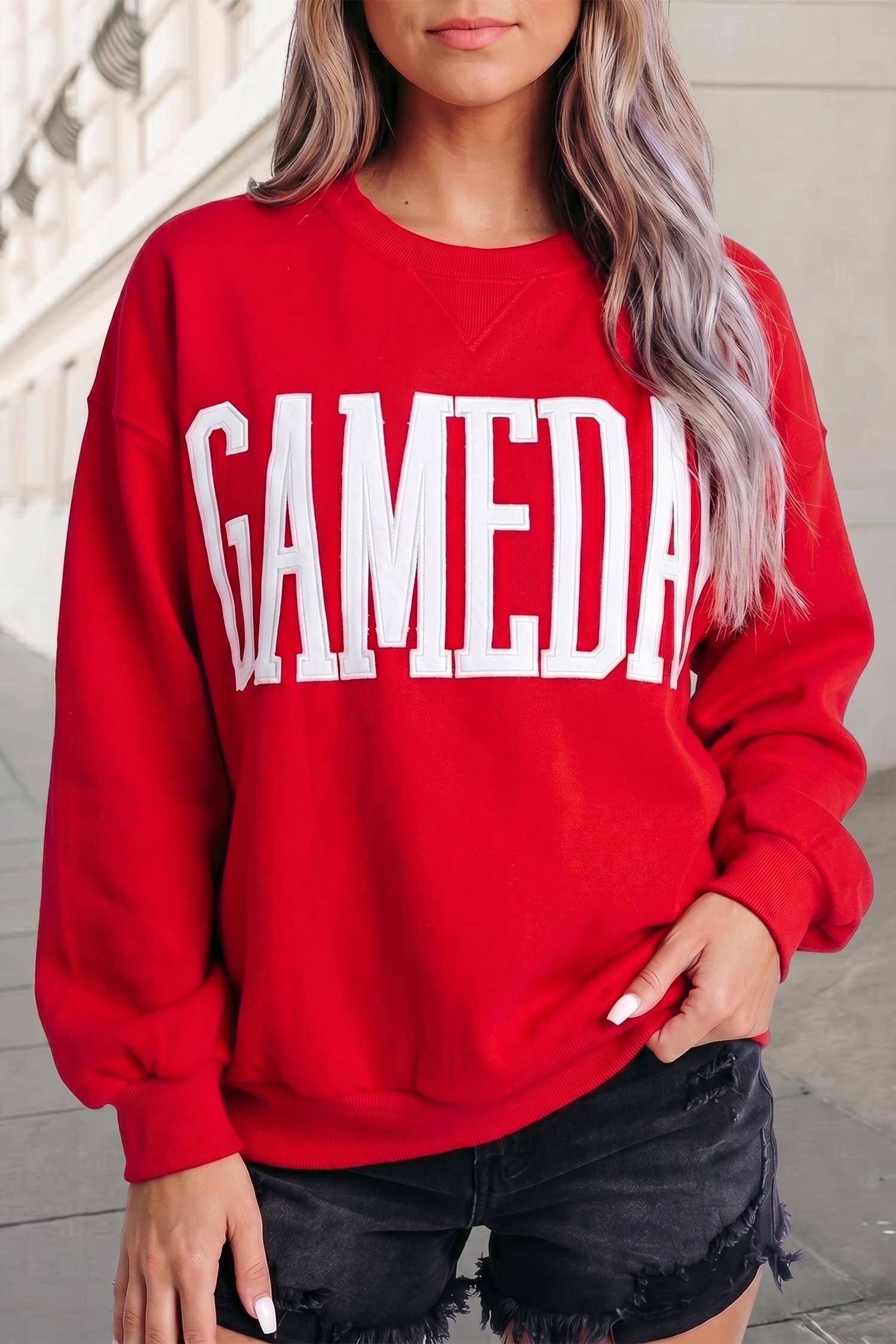 Game Day Long Sleeve Round Neck Shift Pullover | S-XL