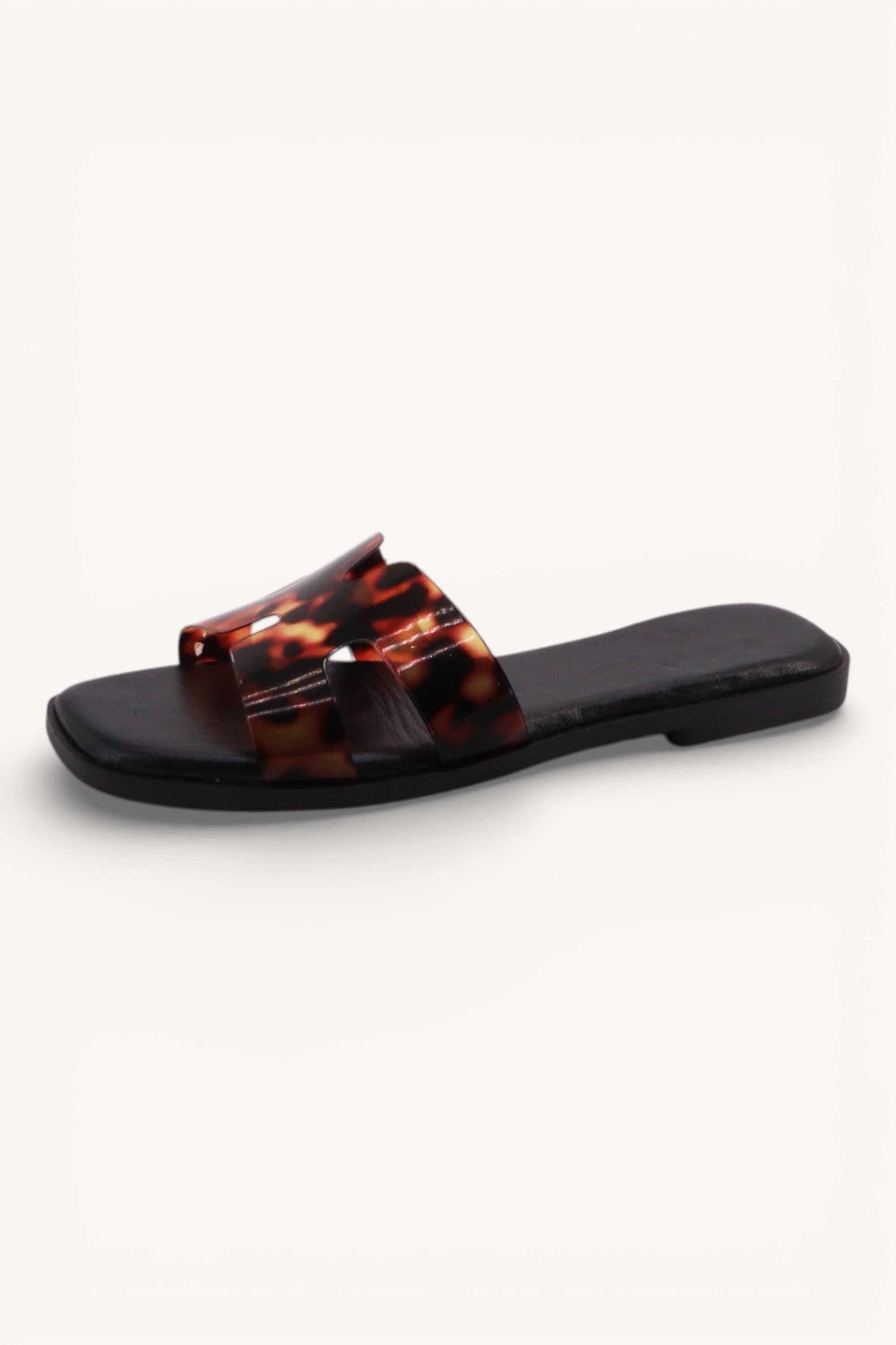 PVC Jelly Slide Sandals H-Cutout Strap Square Toe