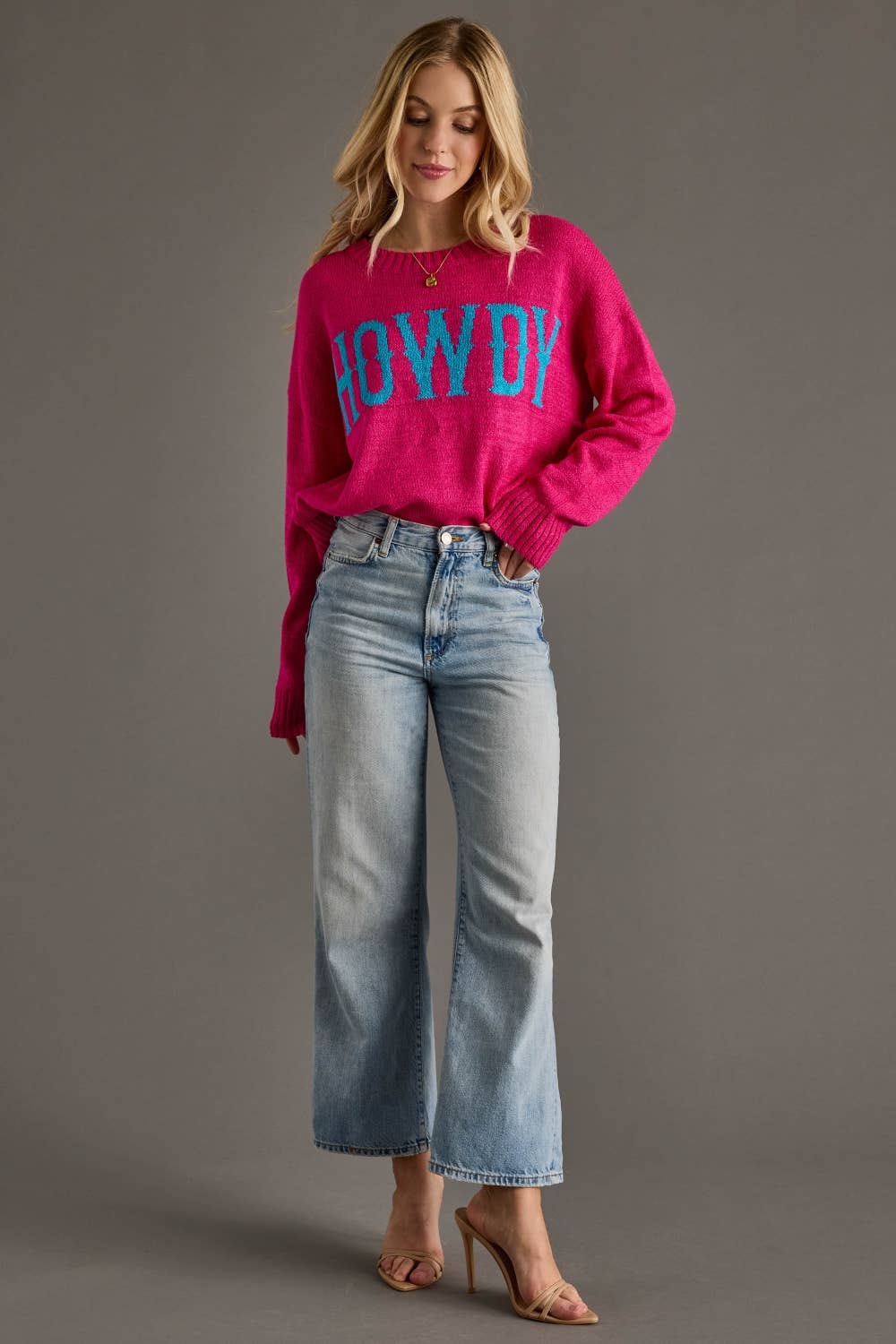 Bright Pink Howdy Lightweight Sweater