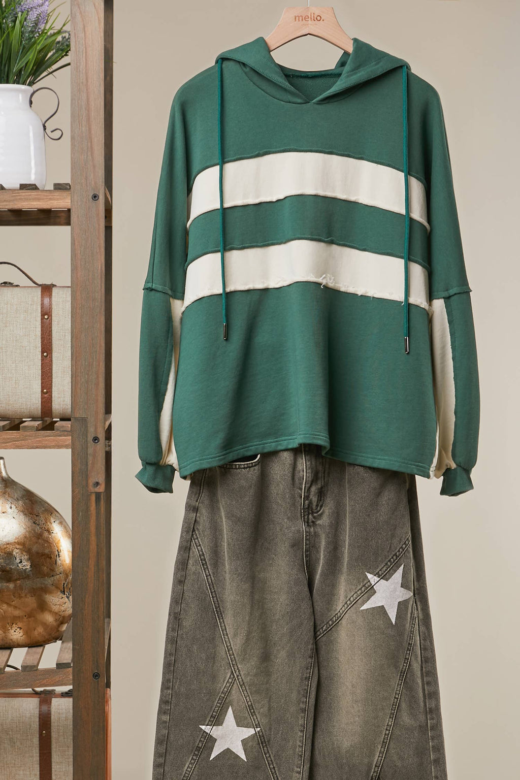 Retro Patchwork Colorblock Hoodie