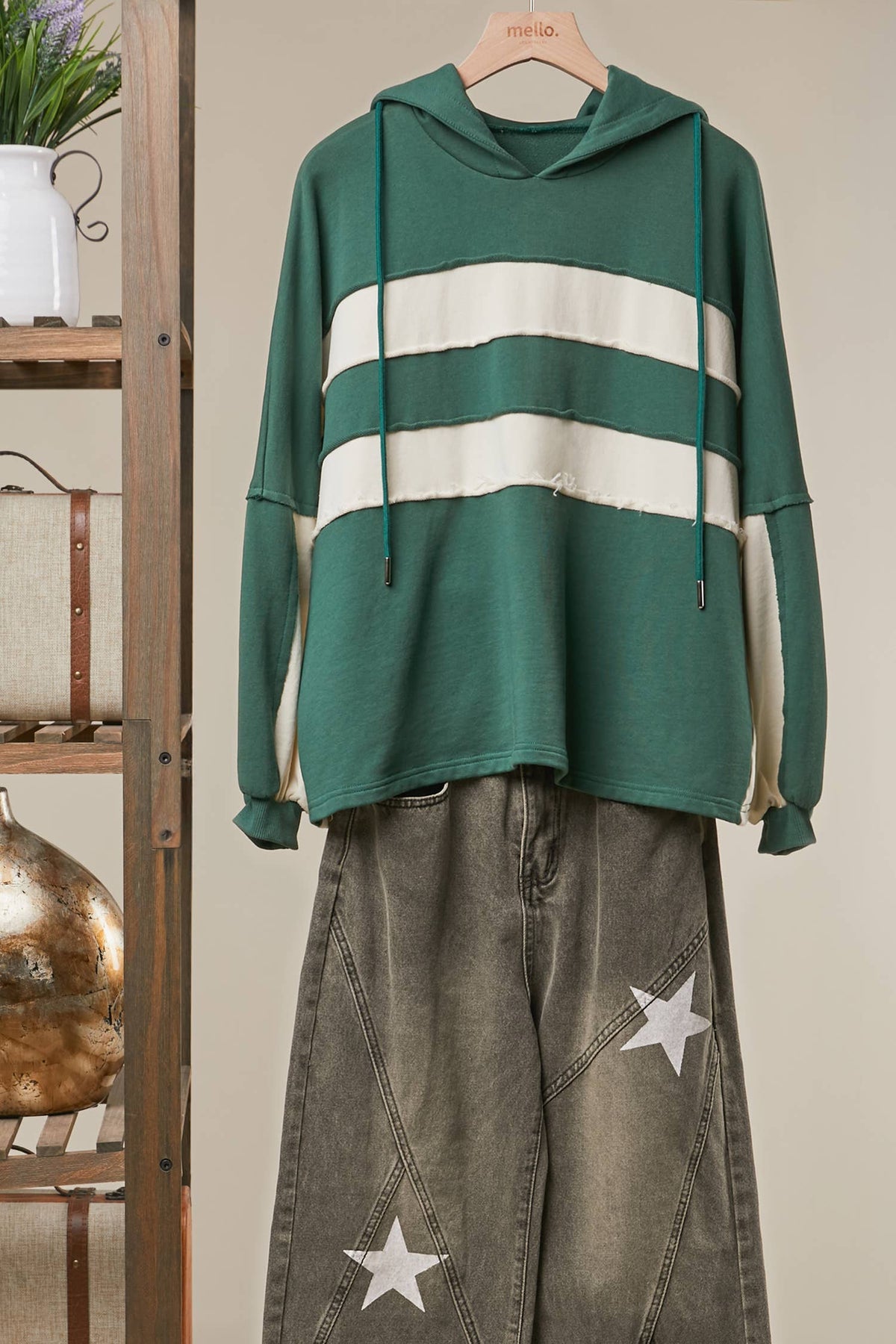 Retro Patchwork Colorblock Hoodie