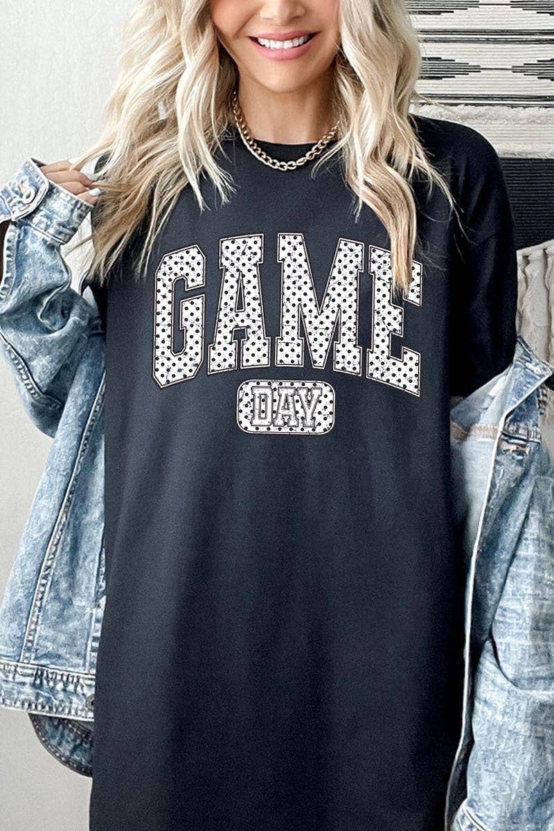 Game Day Polka Dot Graphic Heavy Cotton Tee